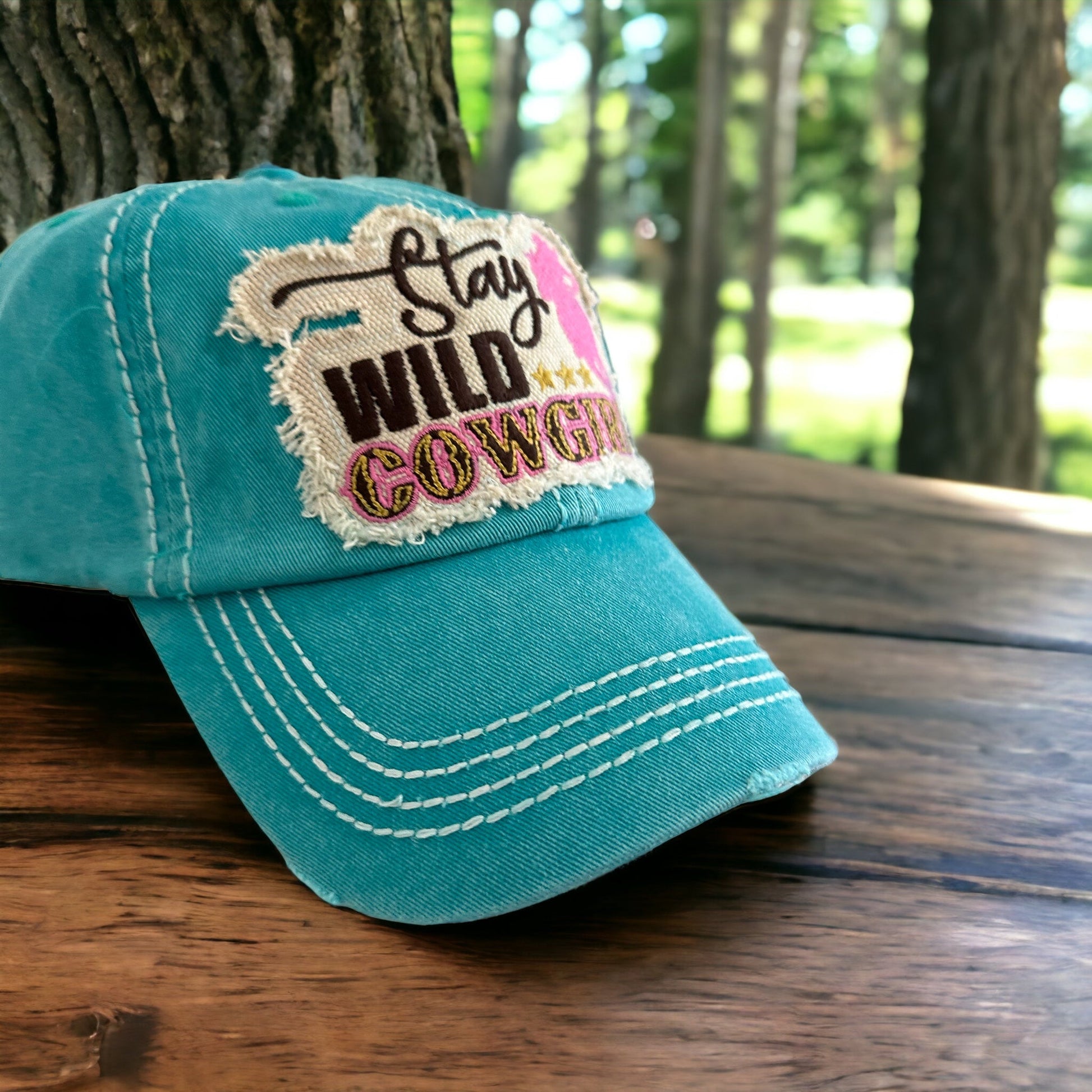 “Stay Wild Cowgirl” Embroidered Patch Cap - Wander Together Outfitters