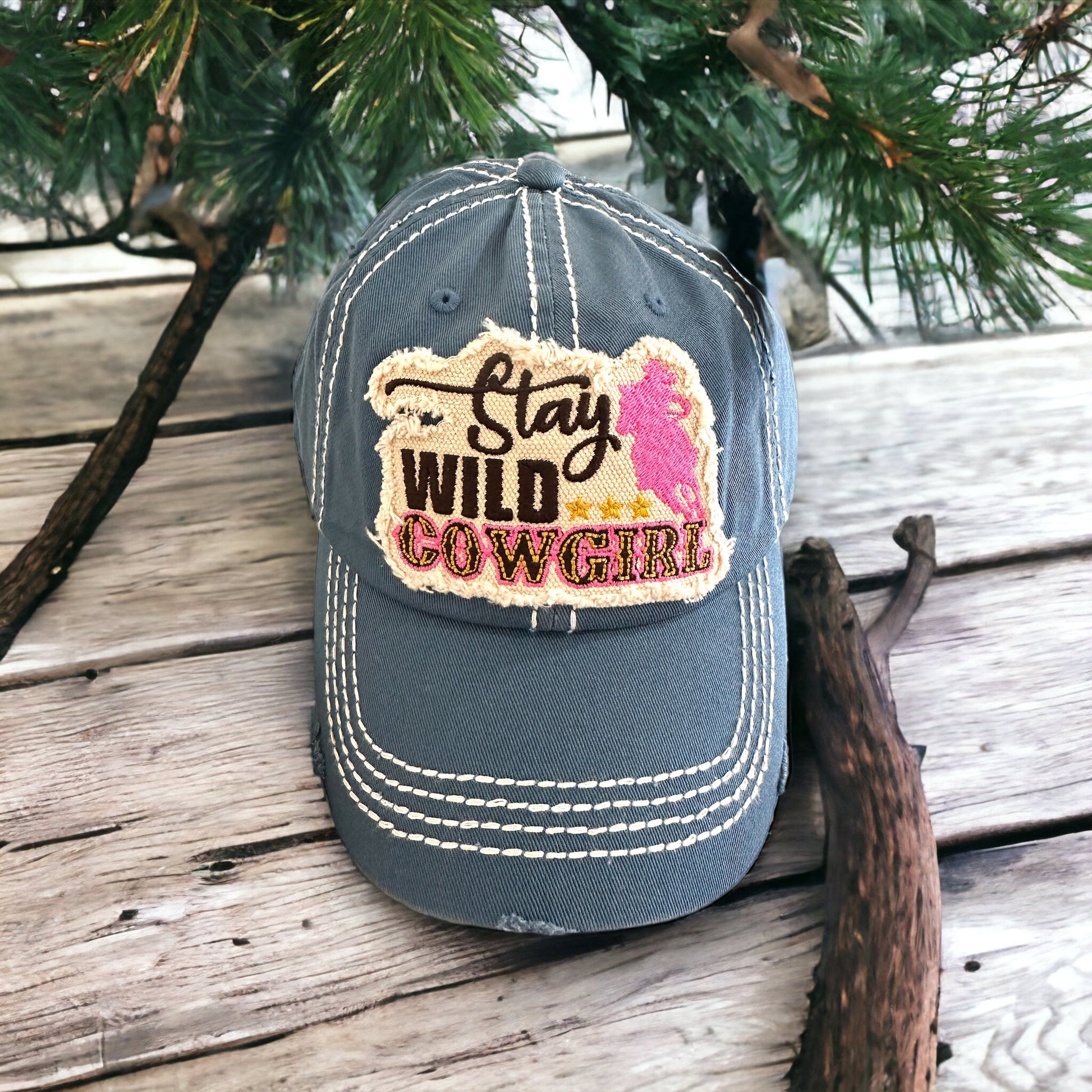 “Stay Wild Cowgirl” Embroidered Patch Cap - Wander Together Outfitters