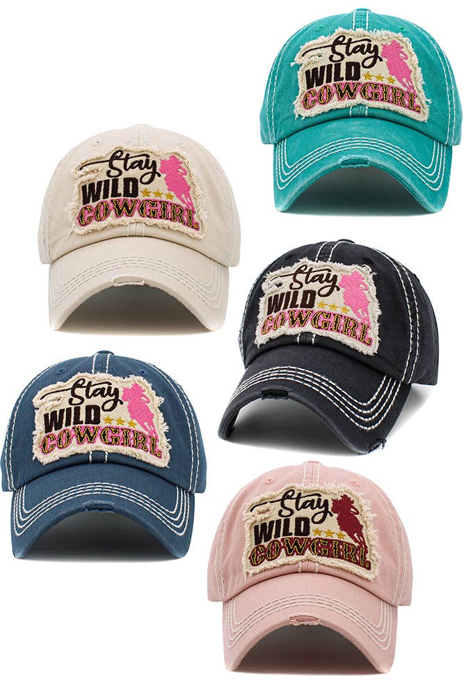 “Stay Wild Cowgirl” Embroidered Patch Cap - Wander Together Outfitters