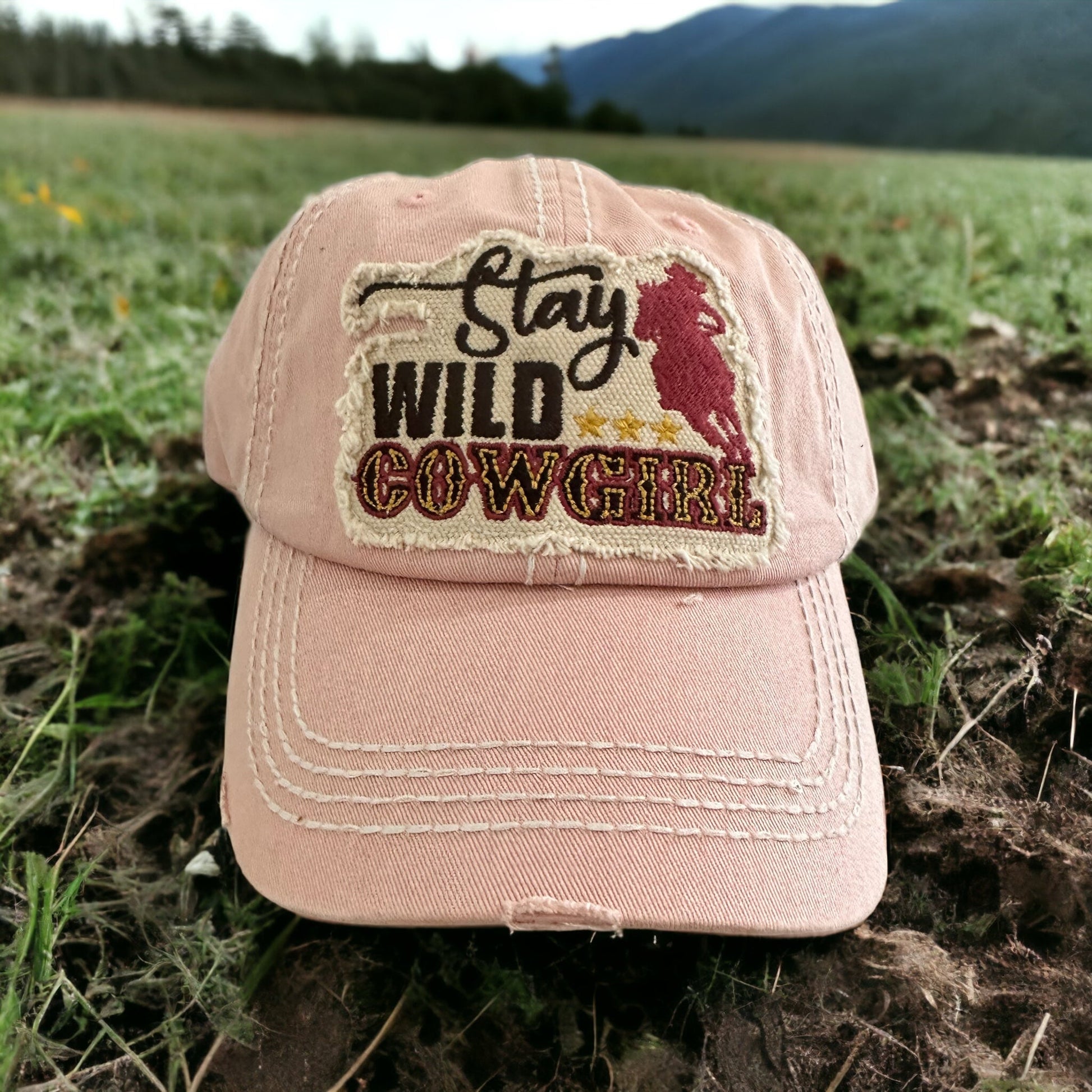 “Stay Wild Cowgirl” Embroidered Patch Cap - Wander Together Outfitters