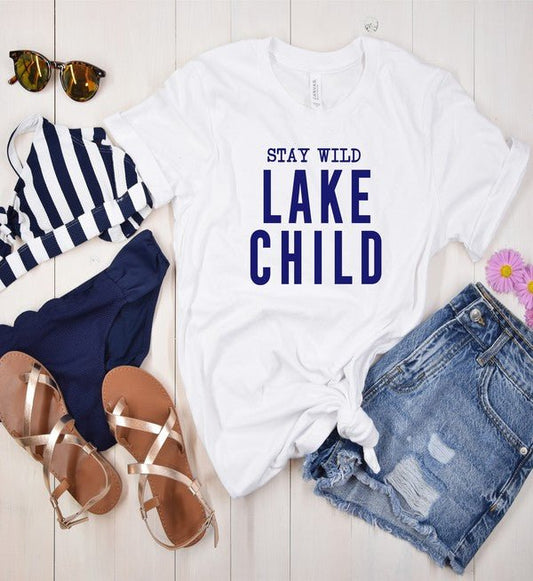 “Stay Wild Lake Child” Navy Print - T-Shirt - Wander Together Outfitters