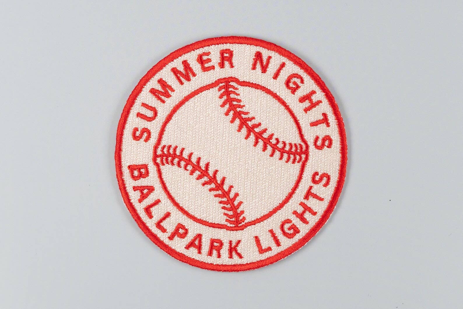 "Summer Nights Ballpark Lights" Embroidered Iron On Patch Baseball - Wander Together Outfitters