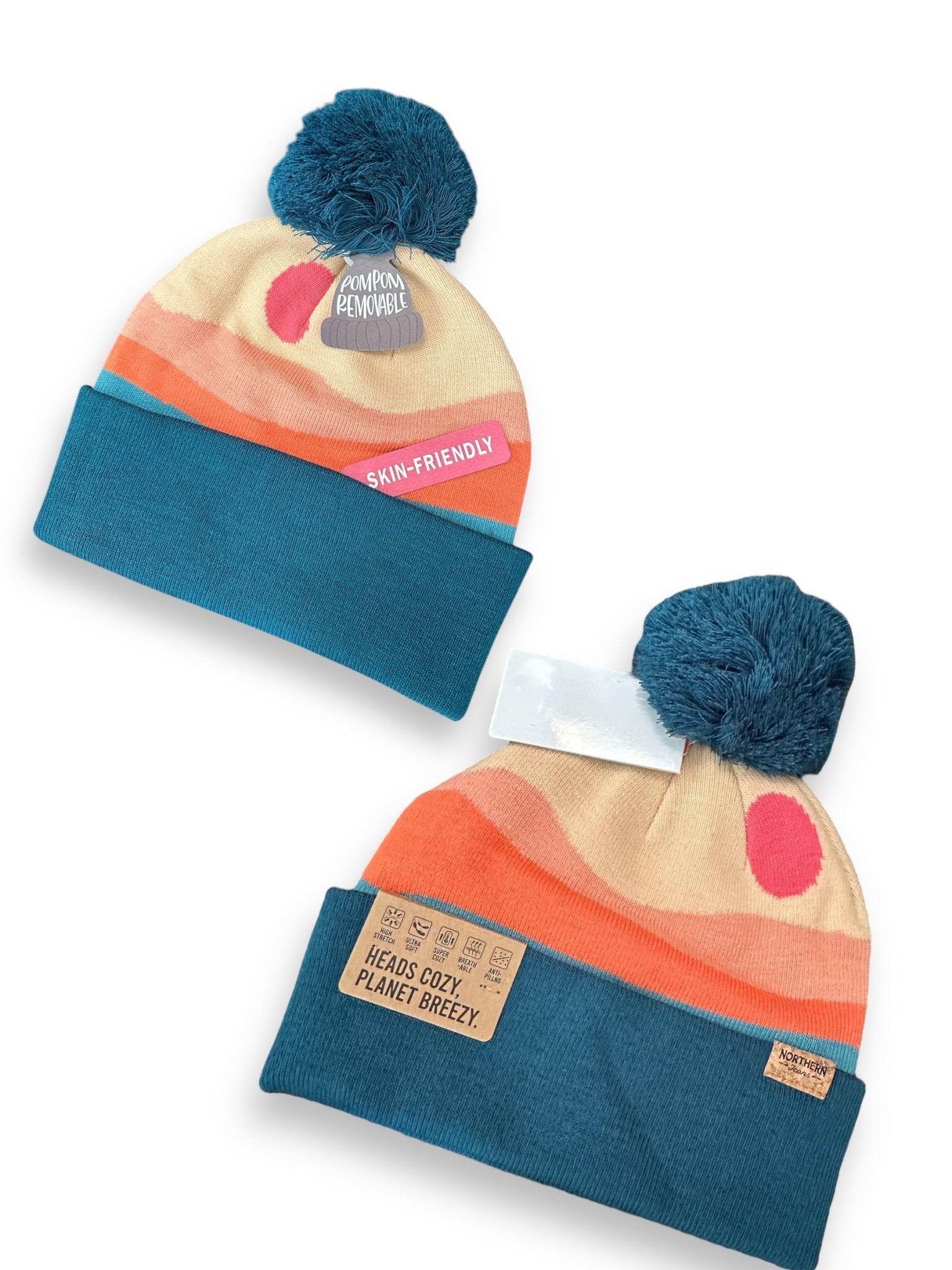 Sunrise Abstract Removable Pom Beanie - Wander Together Outfitters