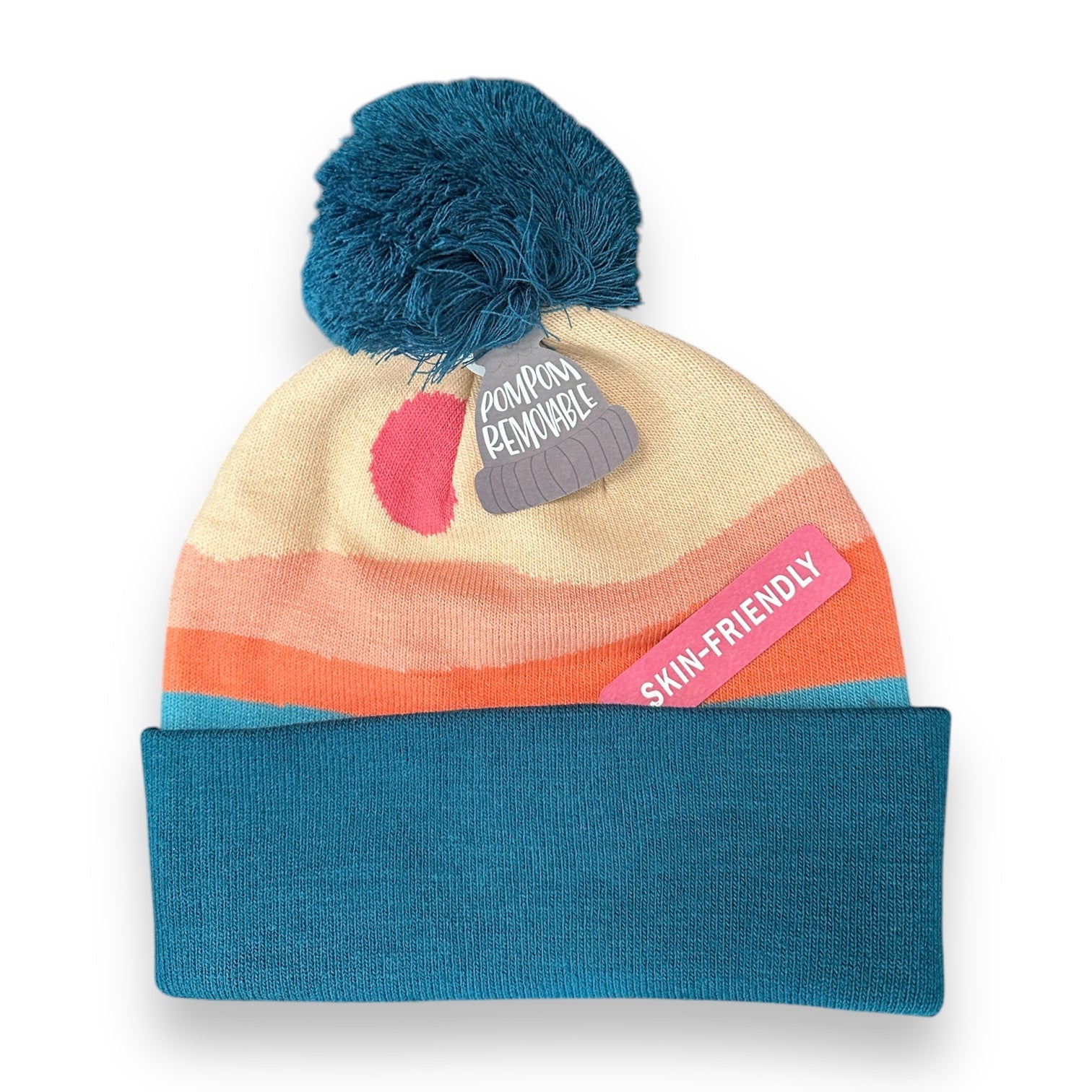 Sunrise Abstract Removable Pom Beanie - Wander Together Outfitters