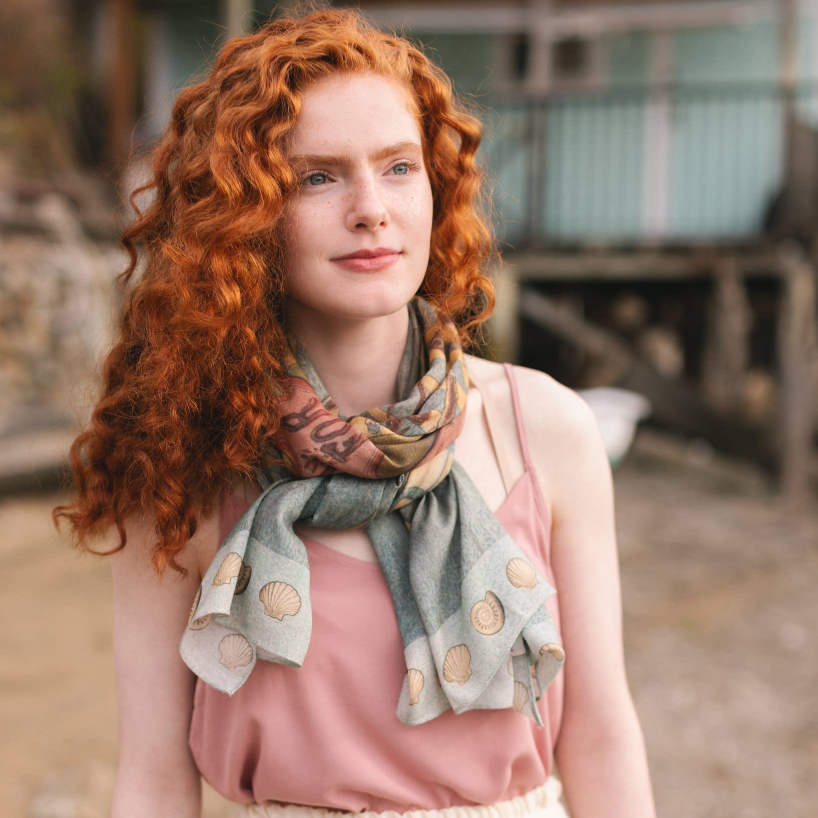 Sunrise Lands Scarf with Ocean, Birds - Wander Together Outfitters