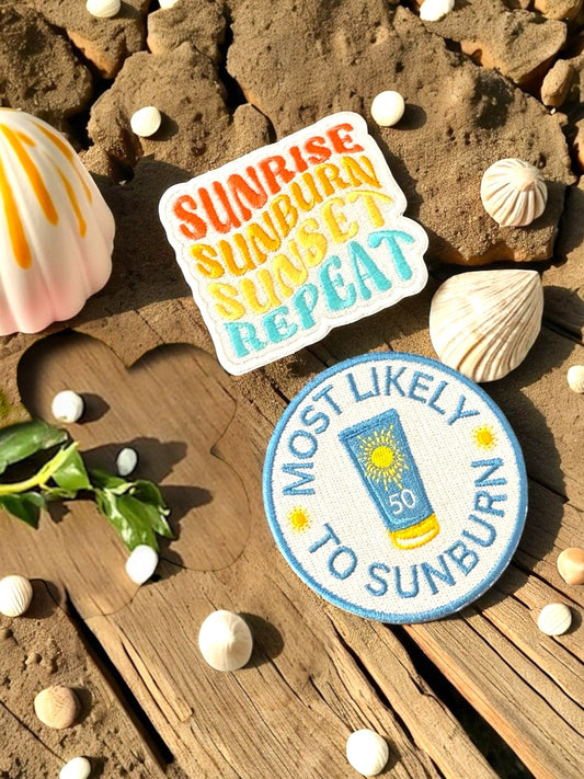 "Sunrise Sunburn Sunset Repeat" Embroidered Iron - On Patch - Wander Together Outfitters