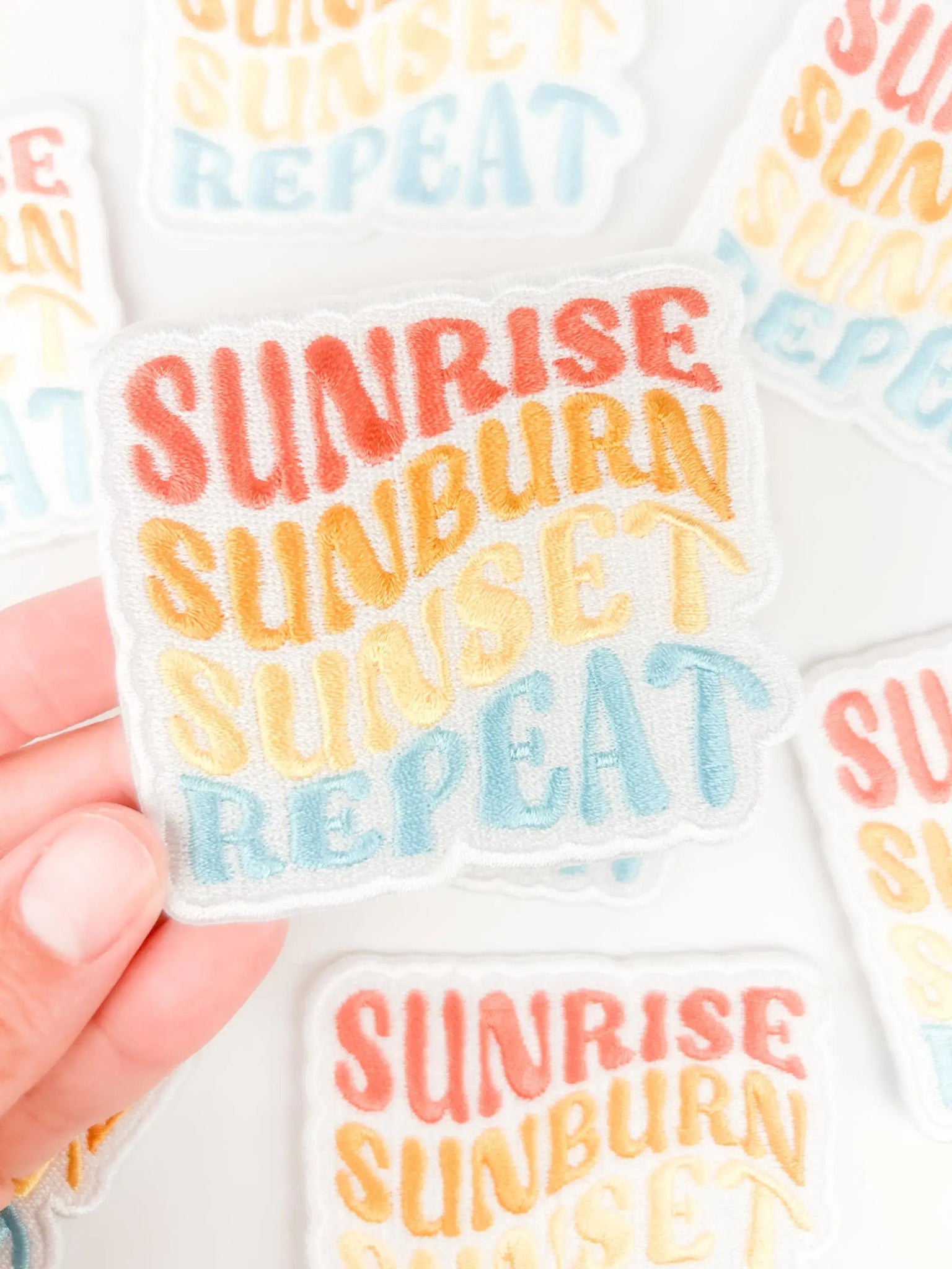 "Sunrise Sunburn Sunset Repeat" Embroidered Iron - On Patch - Wander Together Outfitters