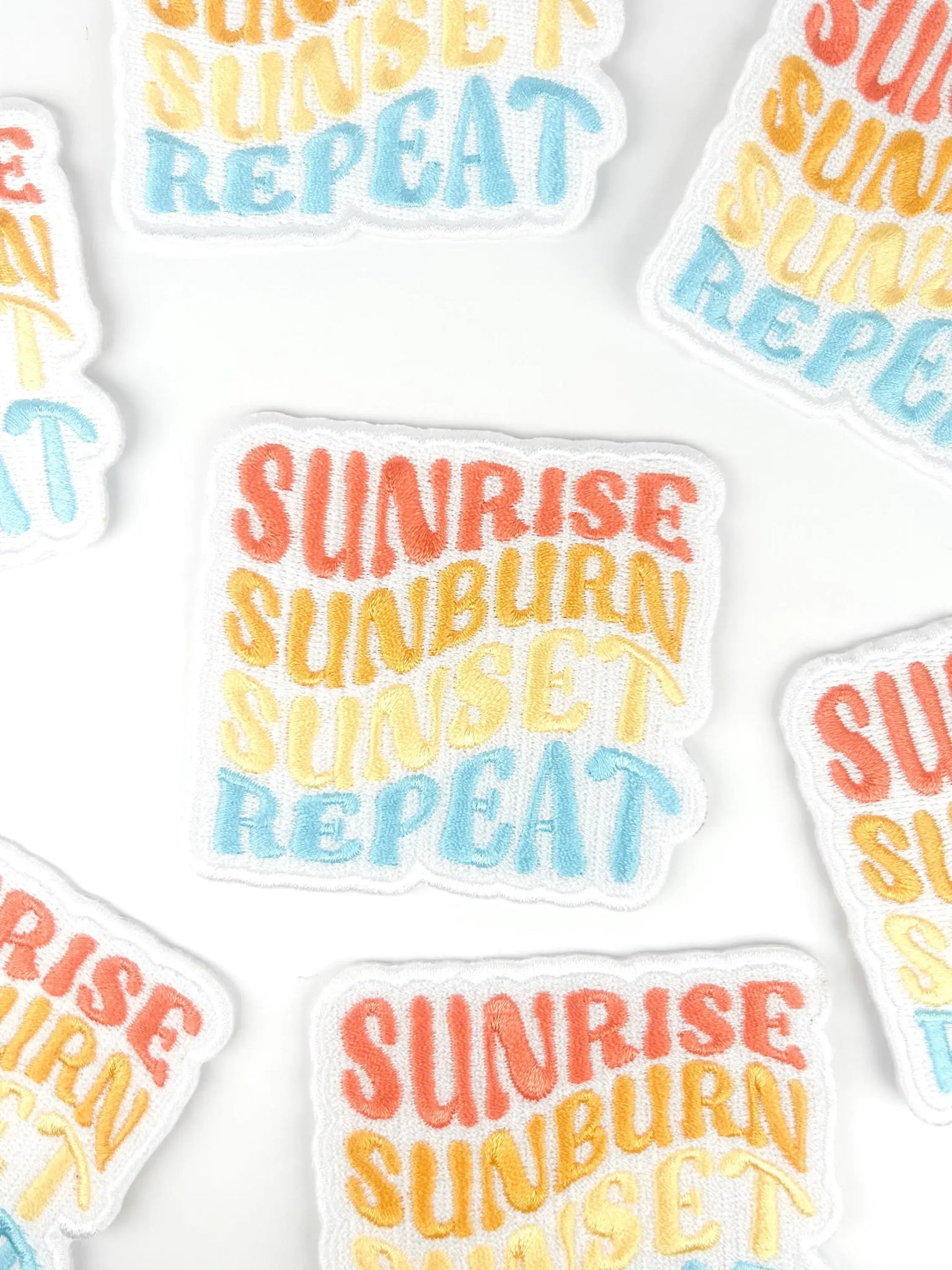 "Sunrise Sunburn Sunset Repeat" Embroidered Iron - On Patch - Wander Together Outfitters