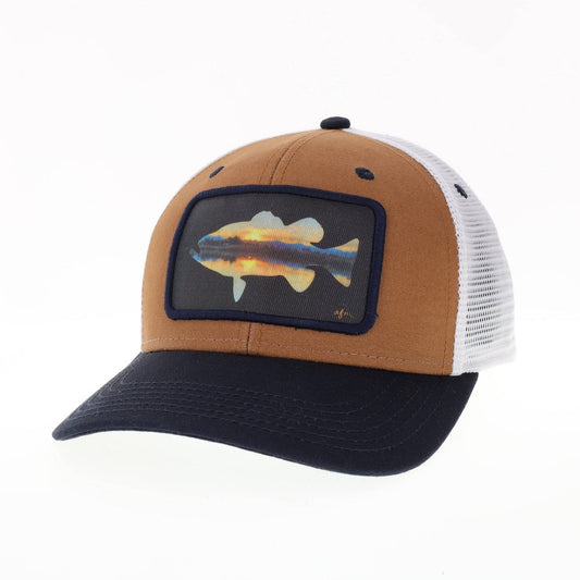 Sunset Bass Mid - Pro Trucker Hat in Camel/Navy/White (SALE) - Wander Together Outfitters
