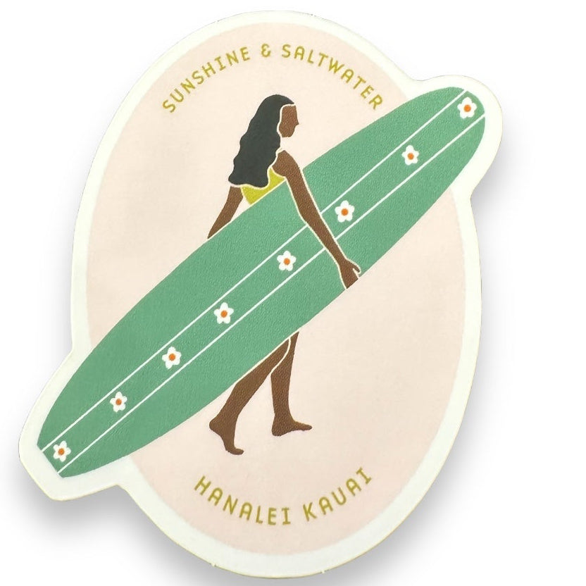"Sunshine and Saltwater" Vinyl Sticker - Hanalei Kauai Vinyl Sticker - Wander Together Outfitters