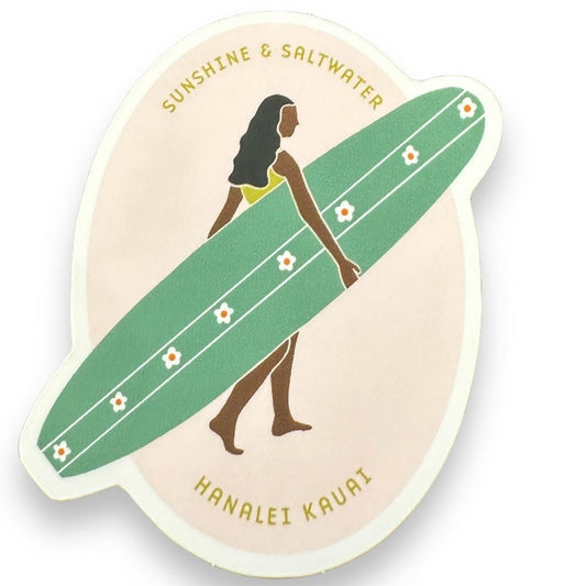 "Sunshine and Saltwater" Vinyl Sticker - Hanalei Kauai Vinyl Sticker - Wander Together Outfitters
