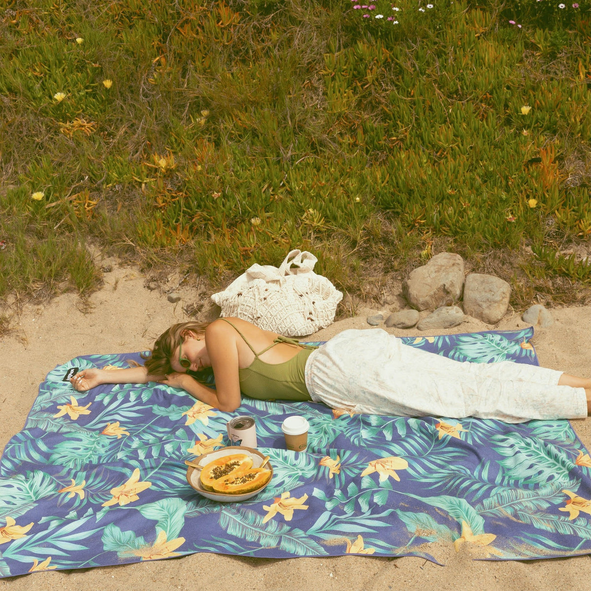 Supersized Blanket Towel: Palms Dusk - Wander Together Outfitters