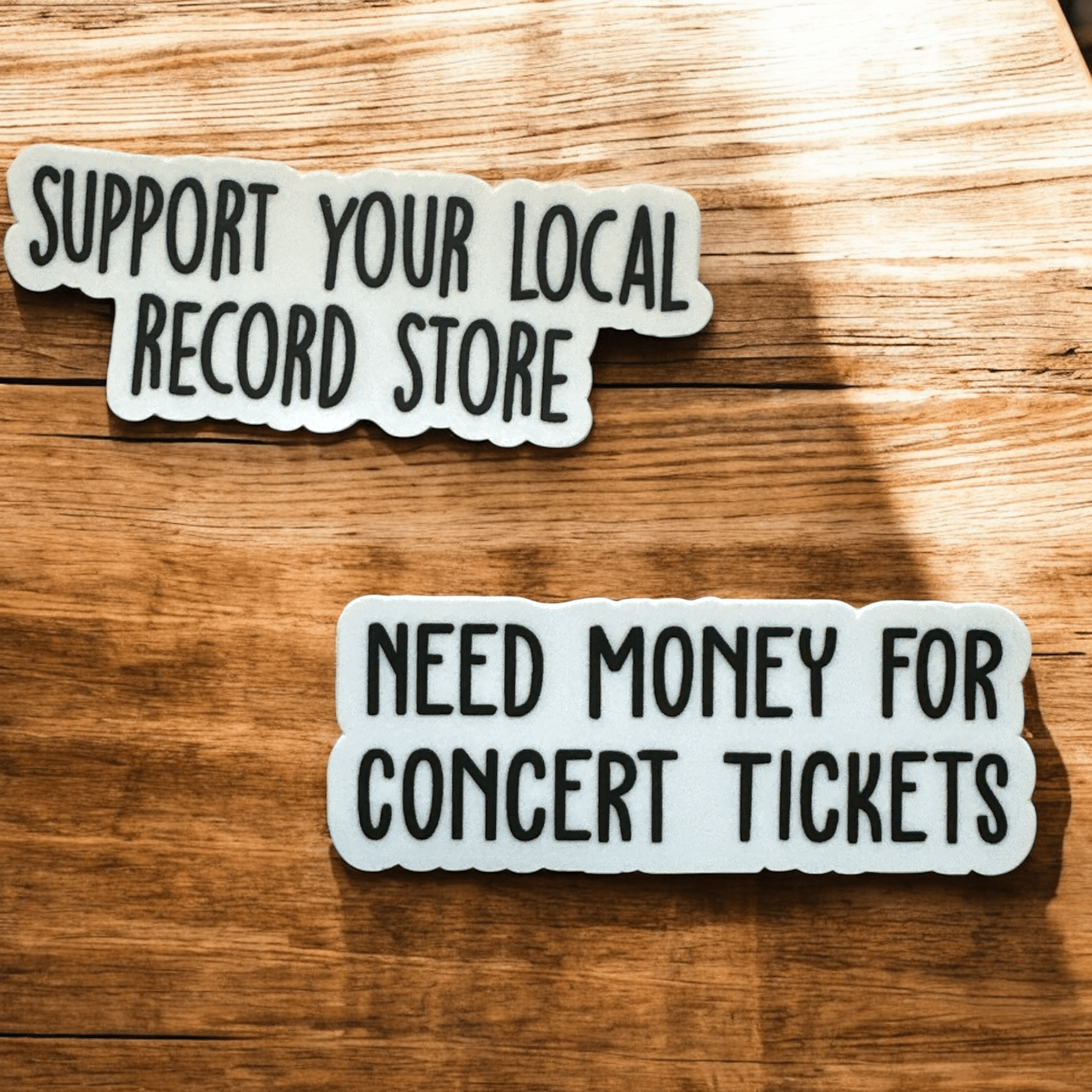 "Support Your Local Record Store" and "I Need Concert Tickers" Stickers Vinyl Decal: 3" - Wander Together Outfitters
