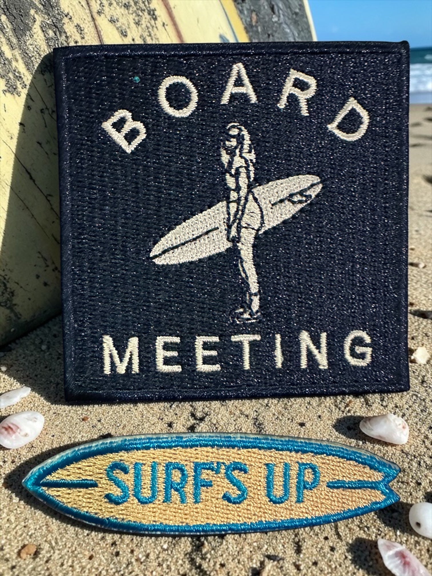 “Surf’s Up” Embroidered Patch – Small Surfboard Patch - Wander Together Outfitters