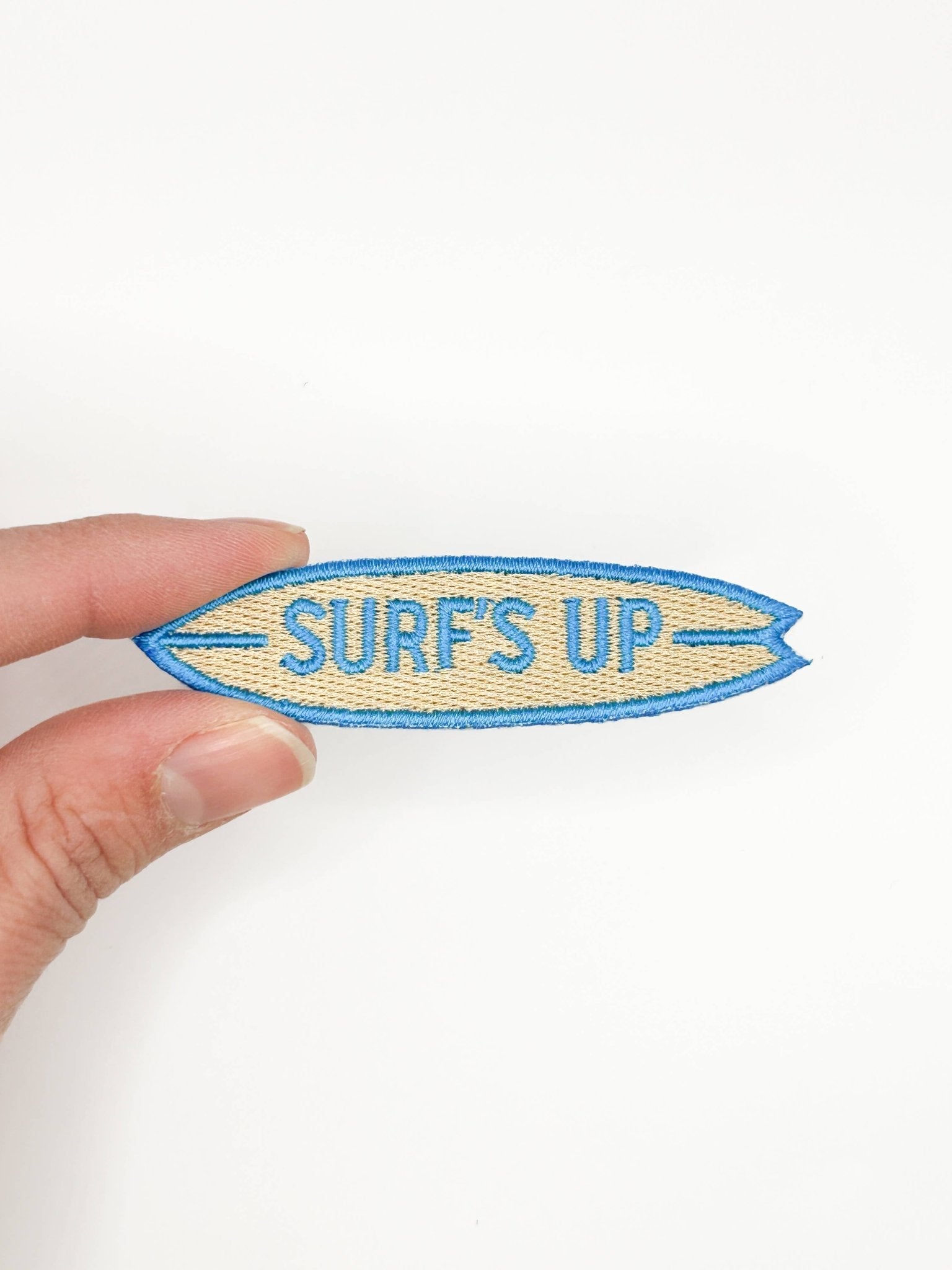 “Surf’s Up” Embroidered Patch – Small Surfboard Patch - Wander Together Outfitters