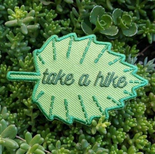 "Take a Hike" Embroidered Iron On Leaf Patch - Wander Together Outfitters