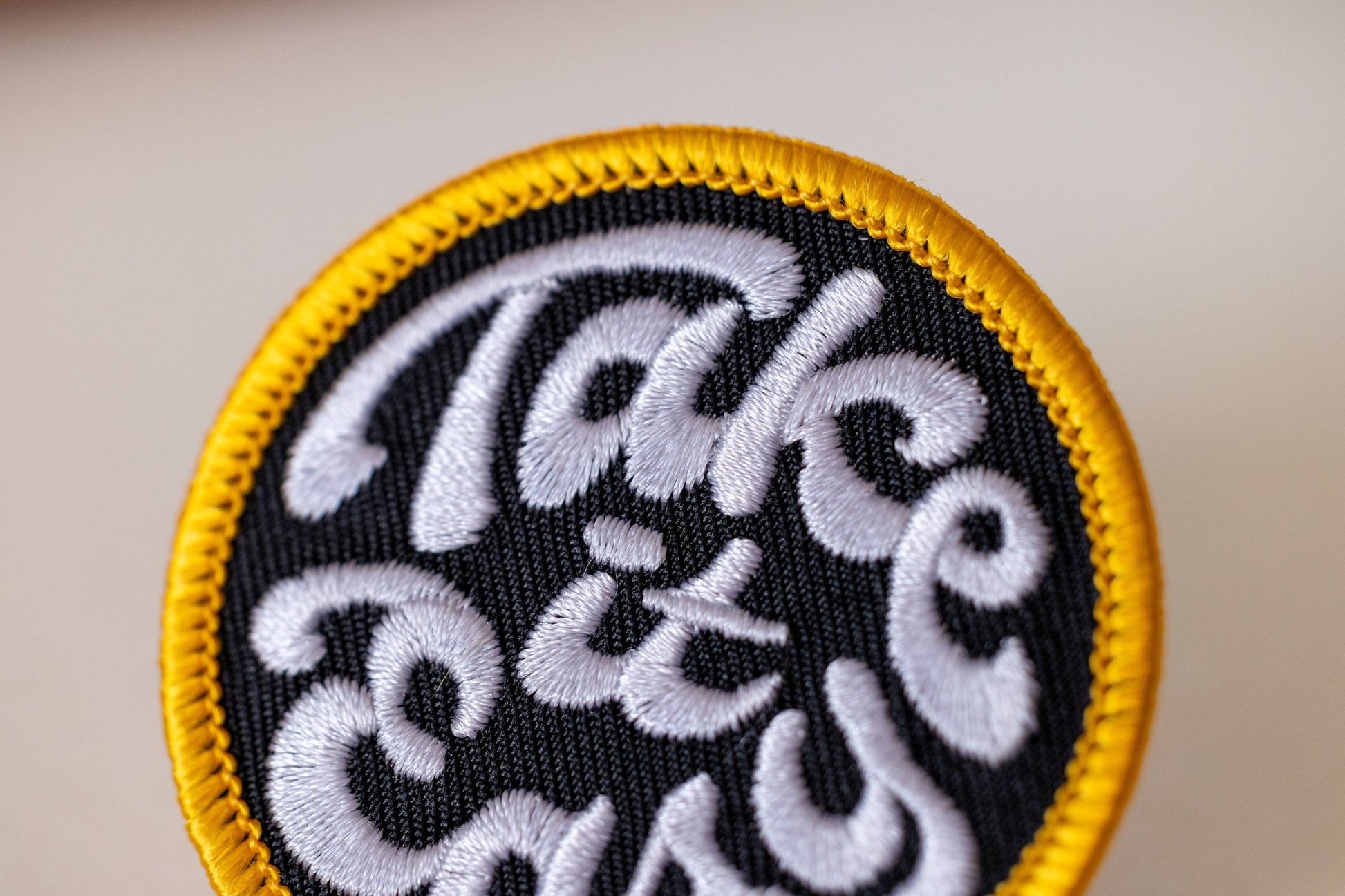 “Take it Easy” Embroidered Iron On Patch: Gold Background - Wander Together Outfitters