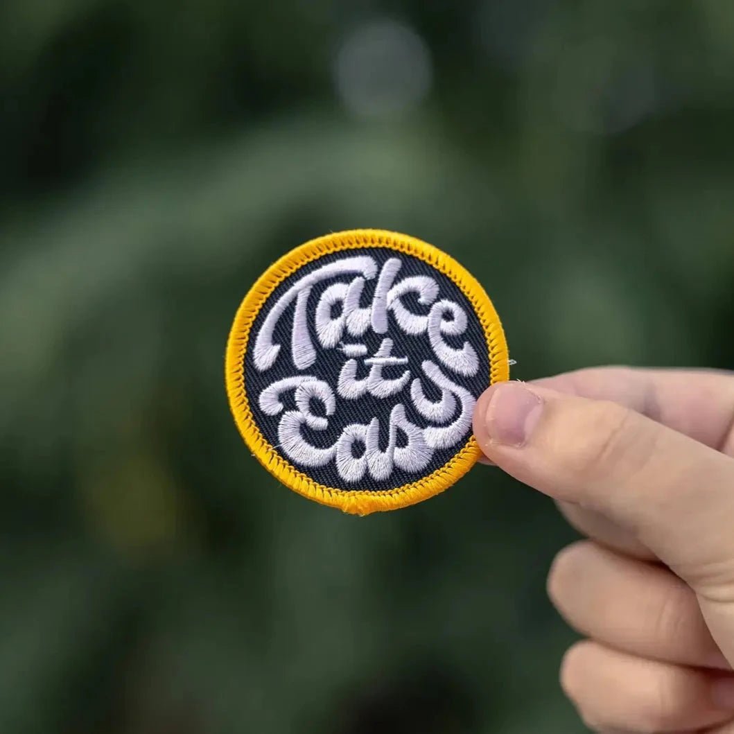 "Take it Easy" Iron On Embroidered Patch: Black - Wander Together Outfitters