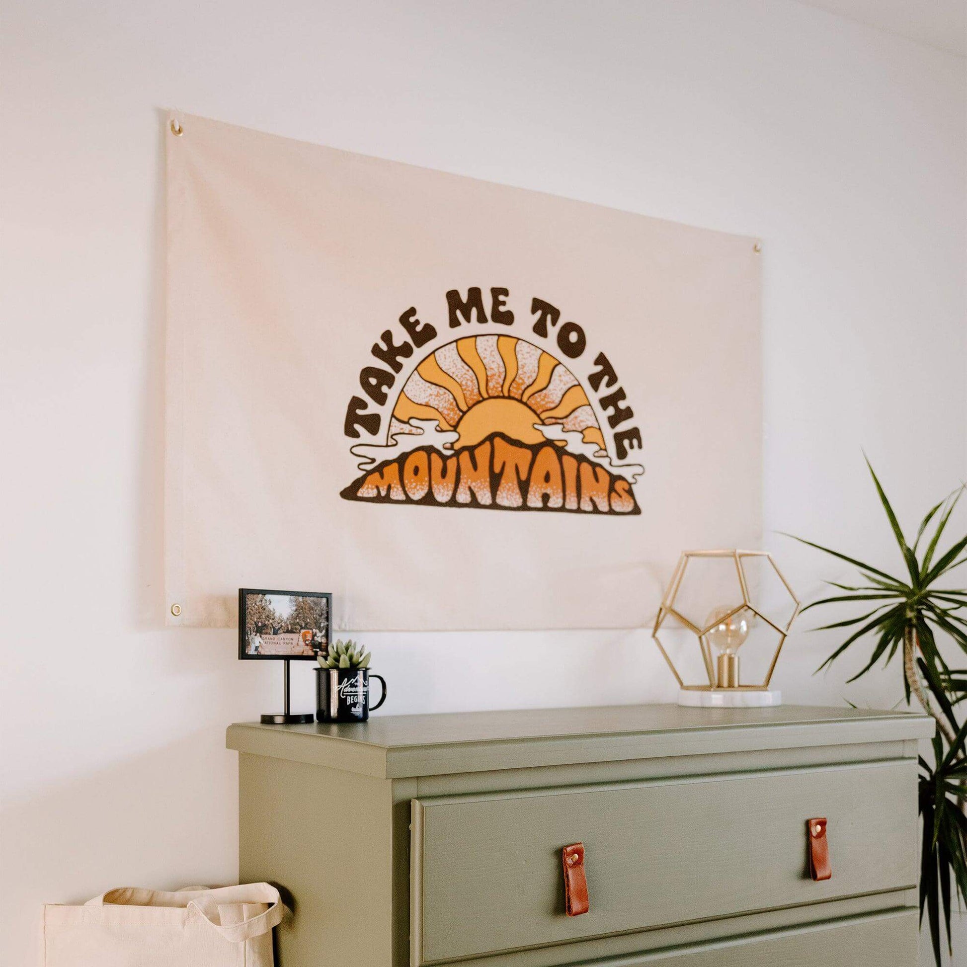 "Take Me To The Mountains" Canvas Flag - Wander Together Outfitters