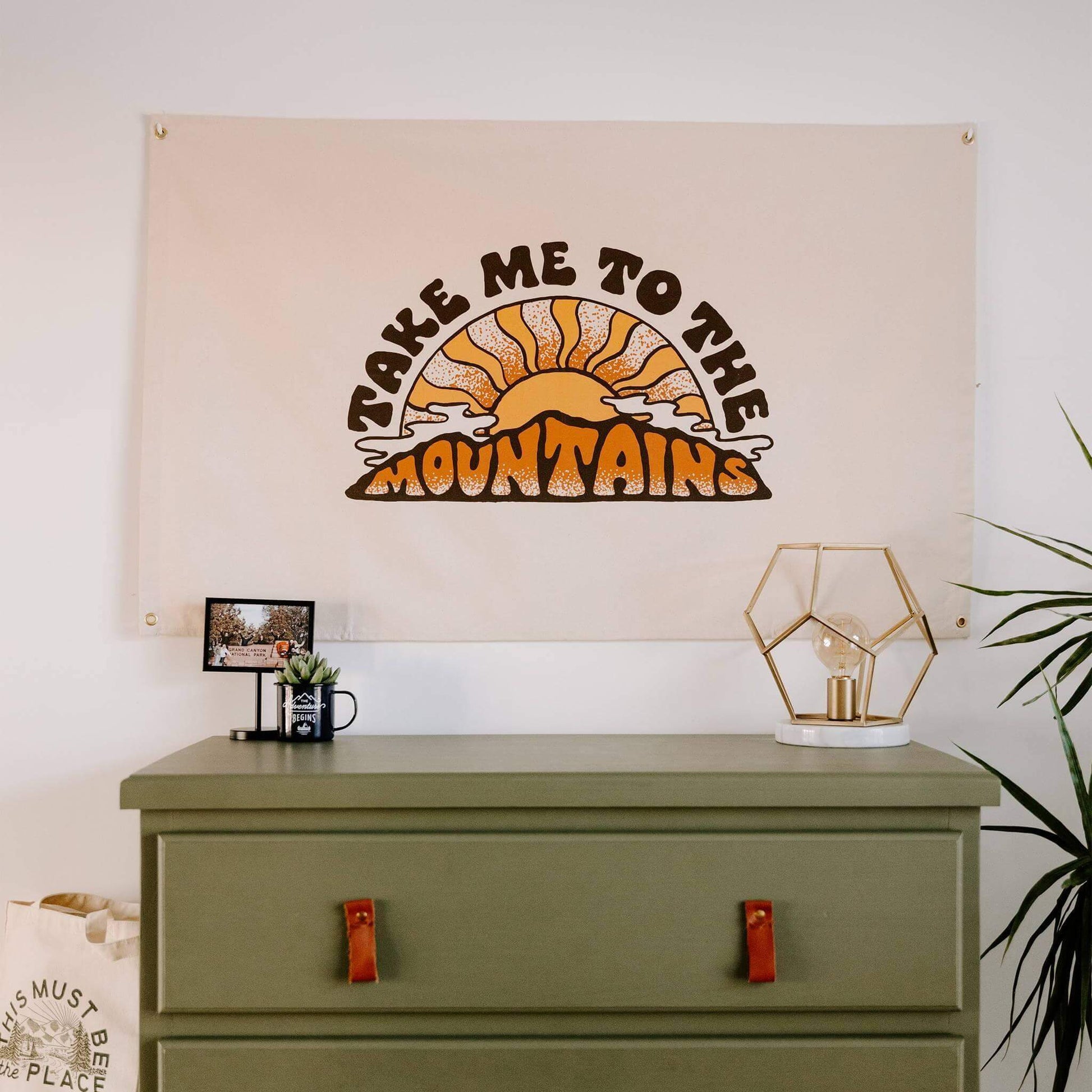 "Take Me To The Mountains" Canvas Flag - Wander Together Outfitters