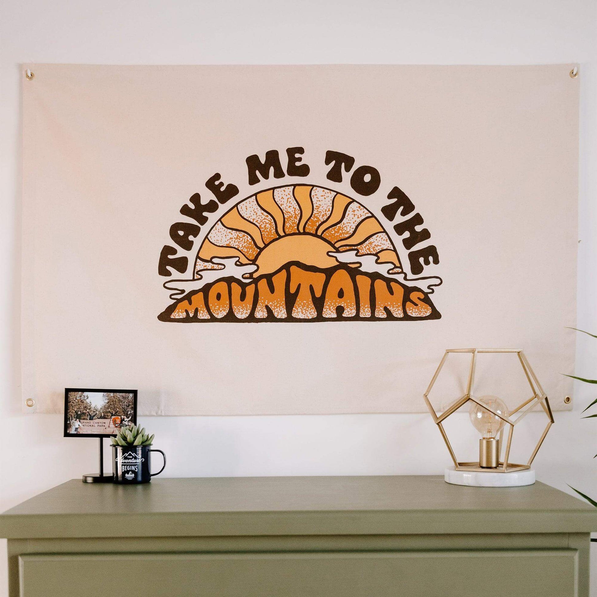 "Take Me To The Mountains" Canvas Flag - Wander Together Outfitters