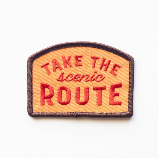 "Take the Scenic Route" Embroidered Iron on Patch - Wander Together Outfitters