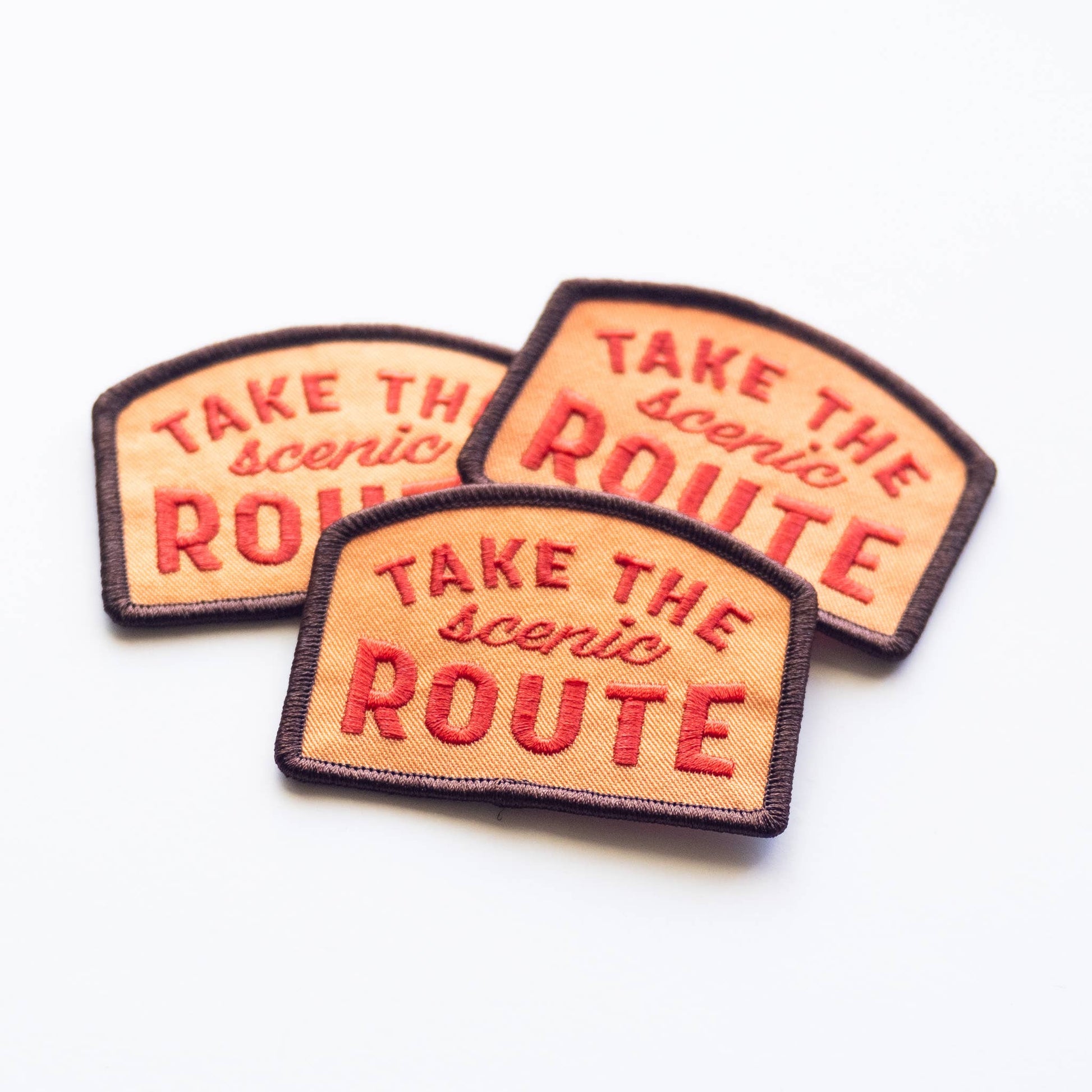 "Take the Scenic Route" Embroidered Iron on Patch - Wander Together Outfitters