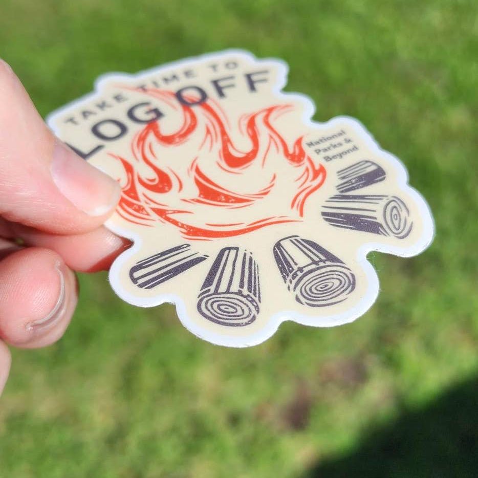 "Take Time To Log Off" Camping Sticker - Wander Together Outfitters