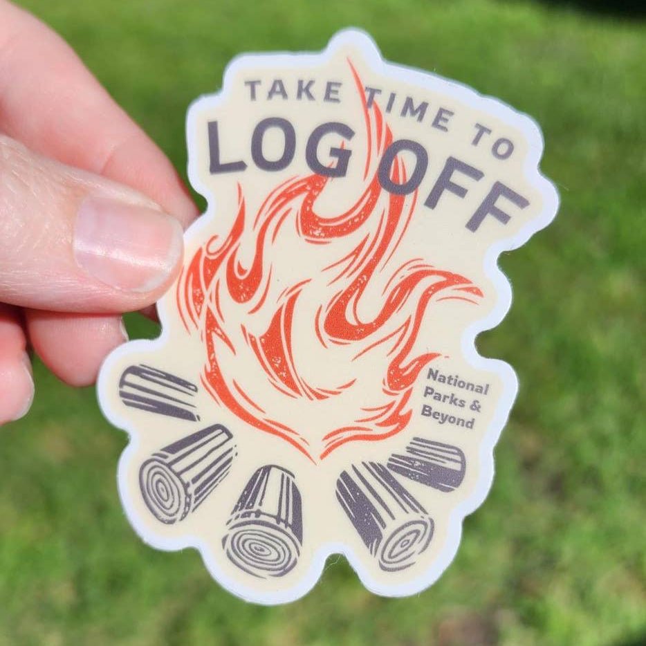 "Take Time To Log Off" Camping Sticker - Wander Together Outfitters