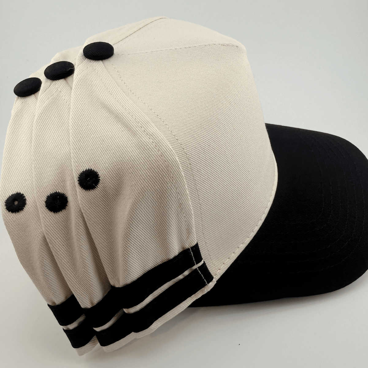 TEELUX Cotton Structured Hat Blank Black w Athletic Stripe Snap Back - Wander Together Outfitters