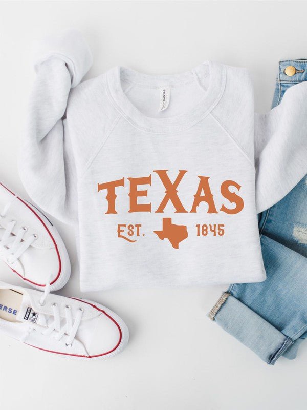 "Texas Est. 1845" Premium Crewneck Sweatshirt (Plus) - Wander Together Outfitters