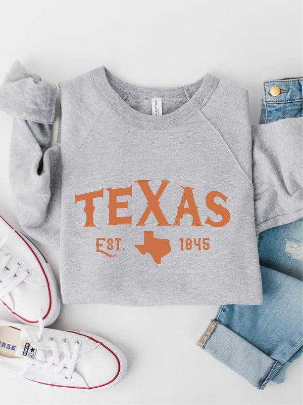 "Texas Est. 1845" Premium Crewneck Sweatshirt (Plus) - Wander Together Outfitters