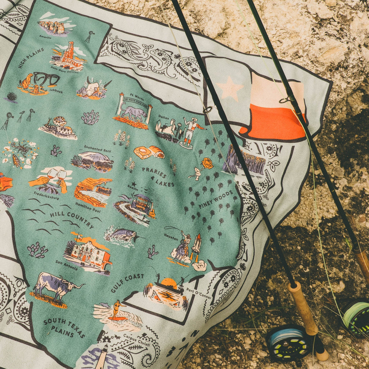 Texas Map Quick Dry Original Towel - Wander Together Outfitters