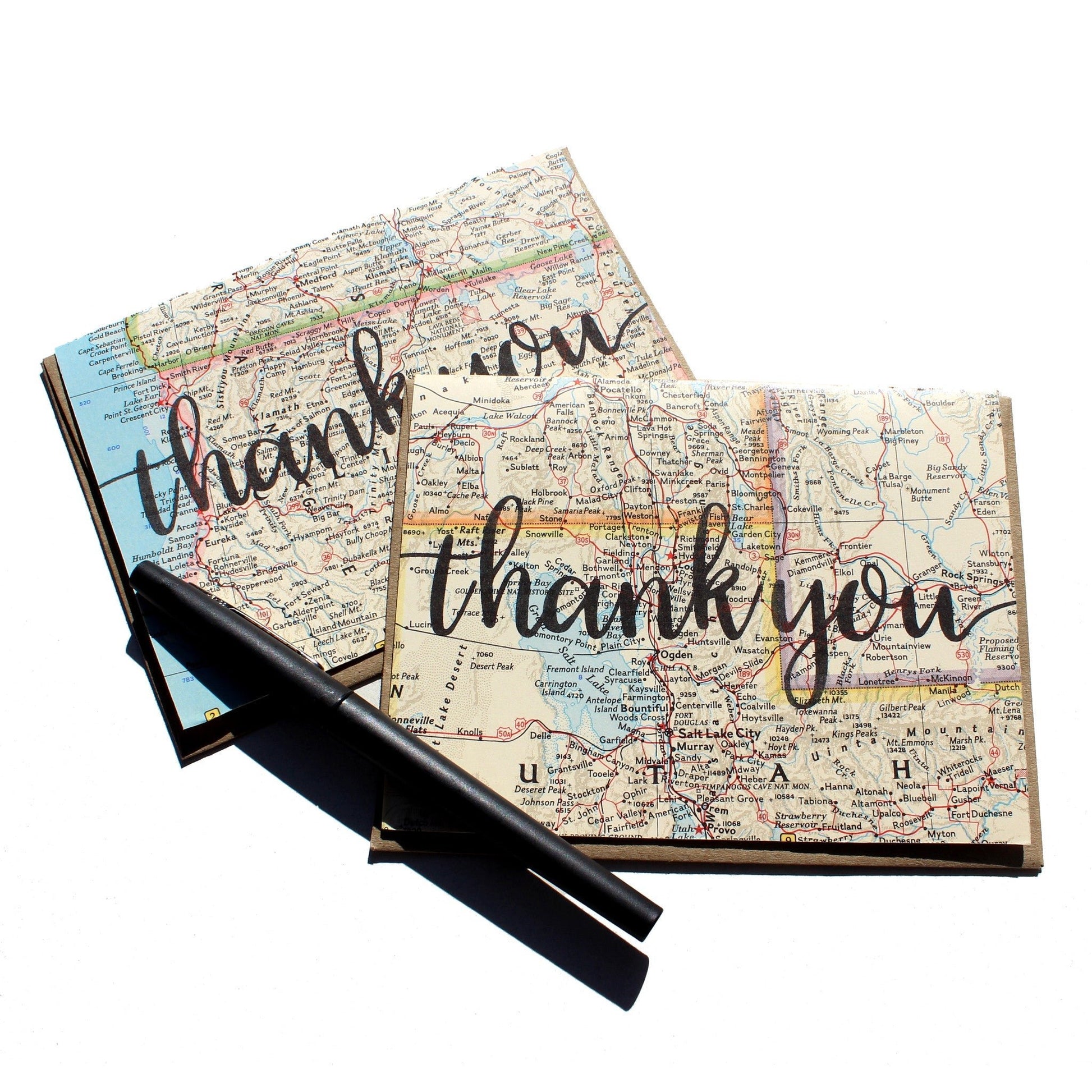 "Thank You" Vintage Map Greeting Card - Wander Together Outfitters