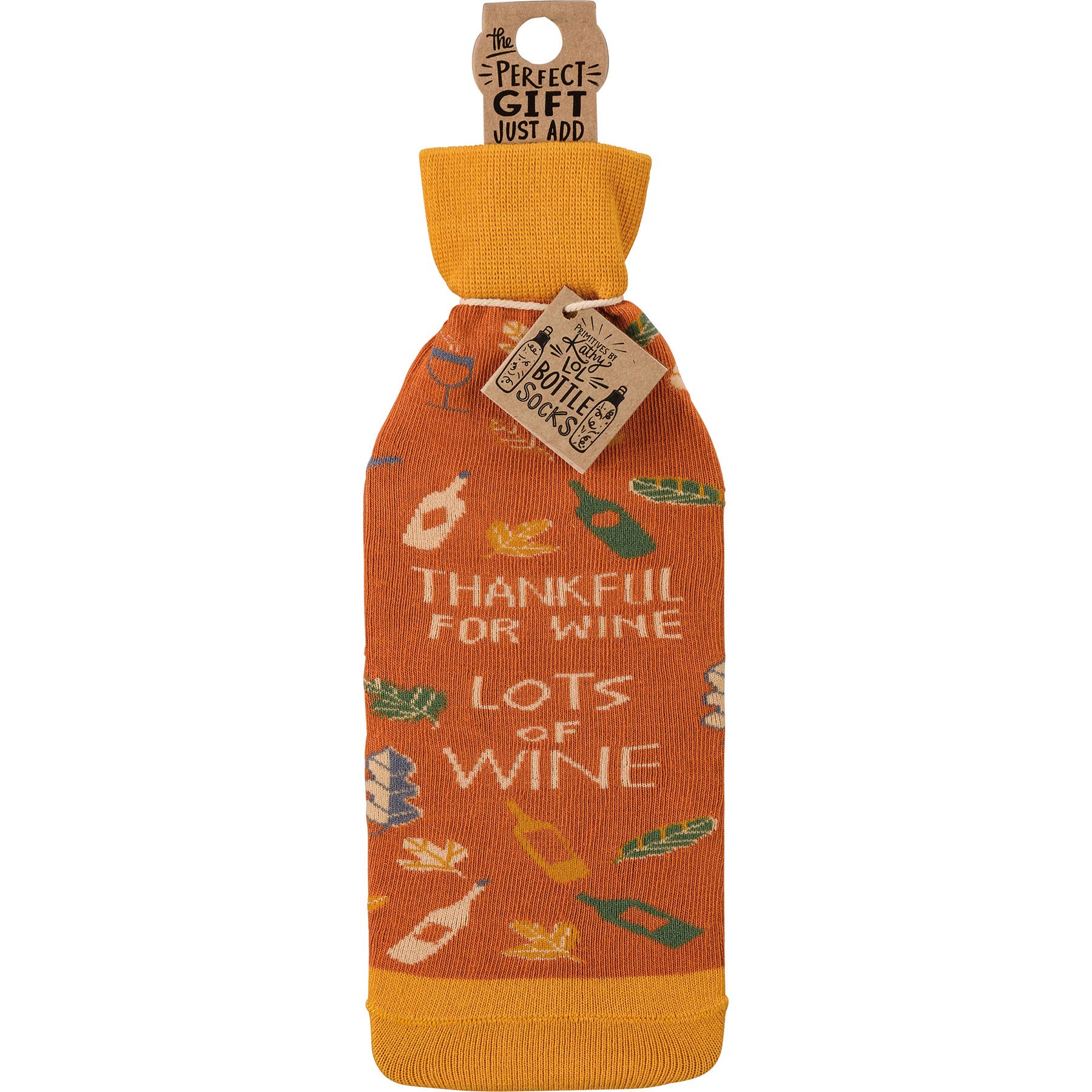 “Thankful For Wine Lots Of Wine” Bottle Sock Decoration - Wander Together Outfitters