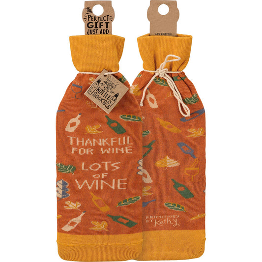 “Thankful For Wine Lots Of Wine” Bottle Sock Decoration - Wander Together Outfitters
