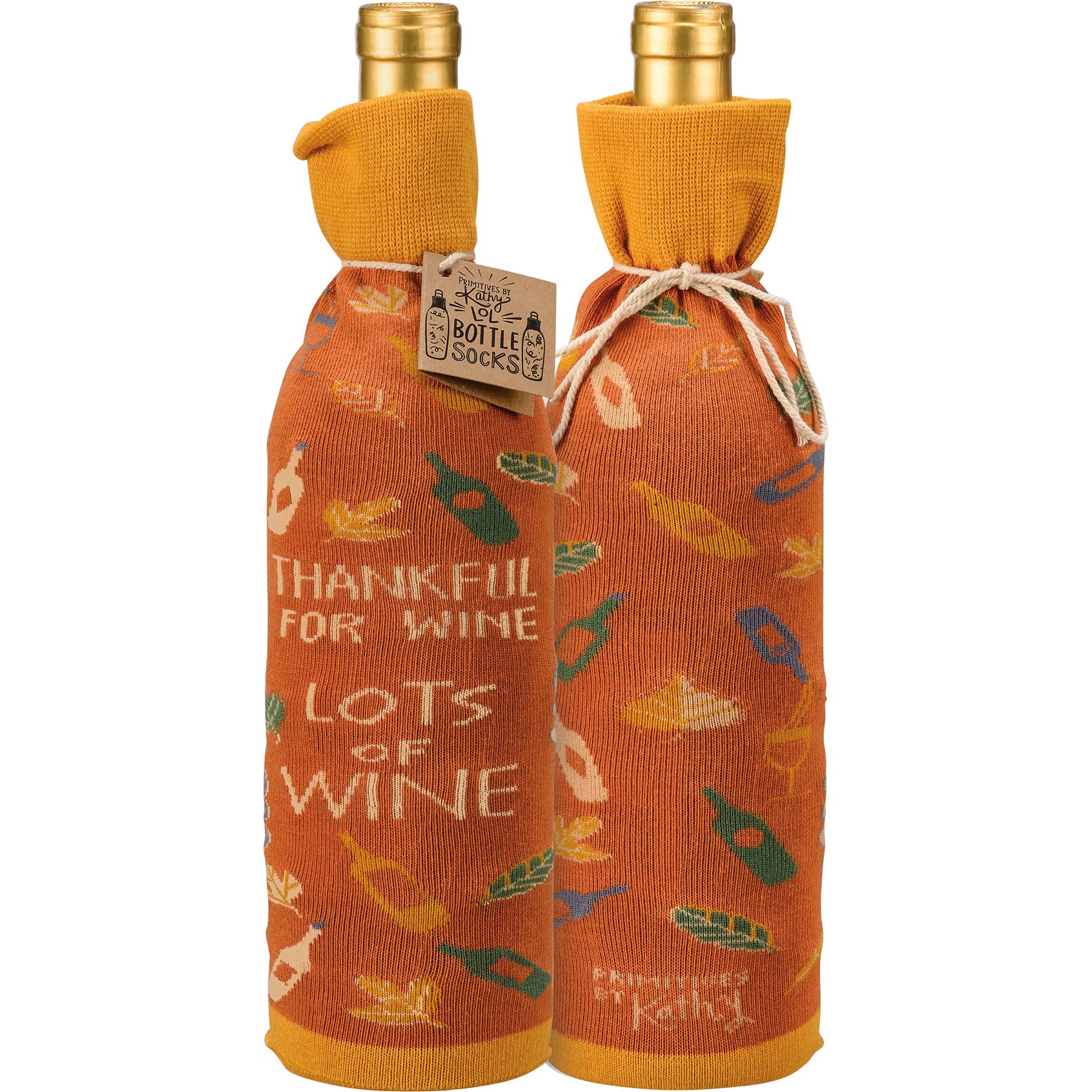 “Thankful For Wine Lots Of Wine” Bottle Sock Decoration - Wander Together Outfitters