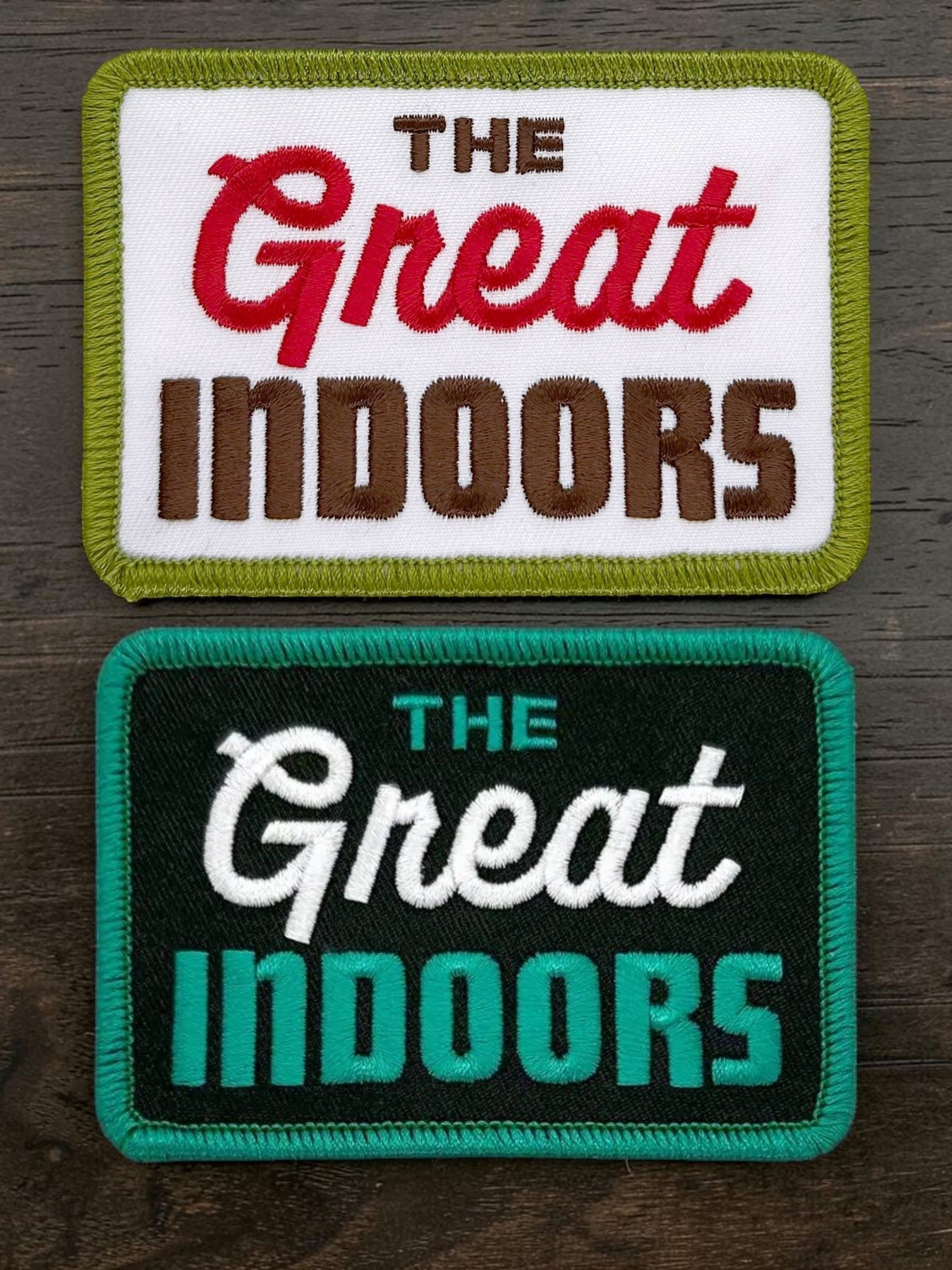 “The Great Indoors" Embroidered Iron On Patch (Various Colors) - Wander Together Outfitters