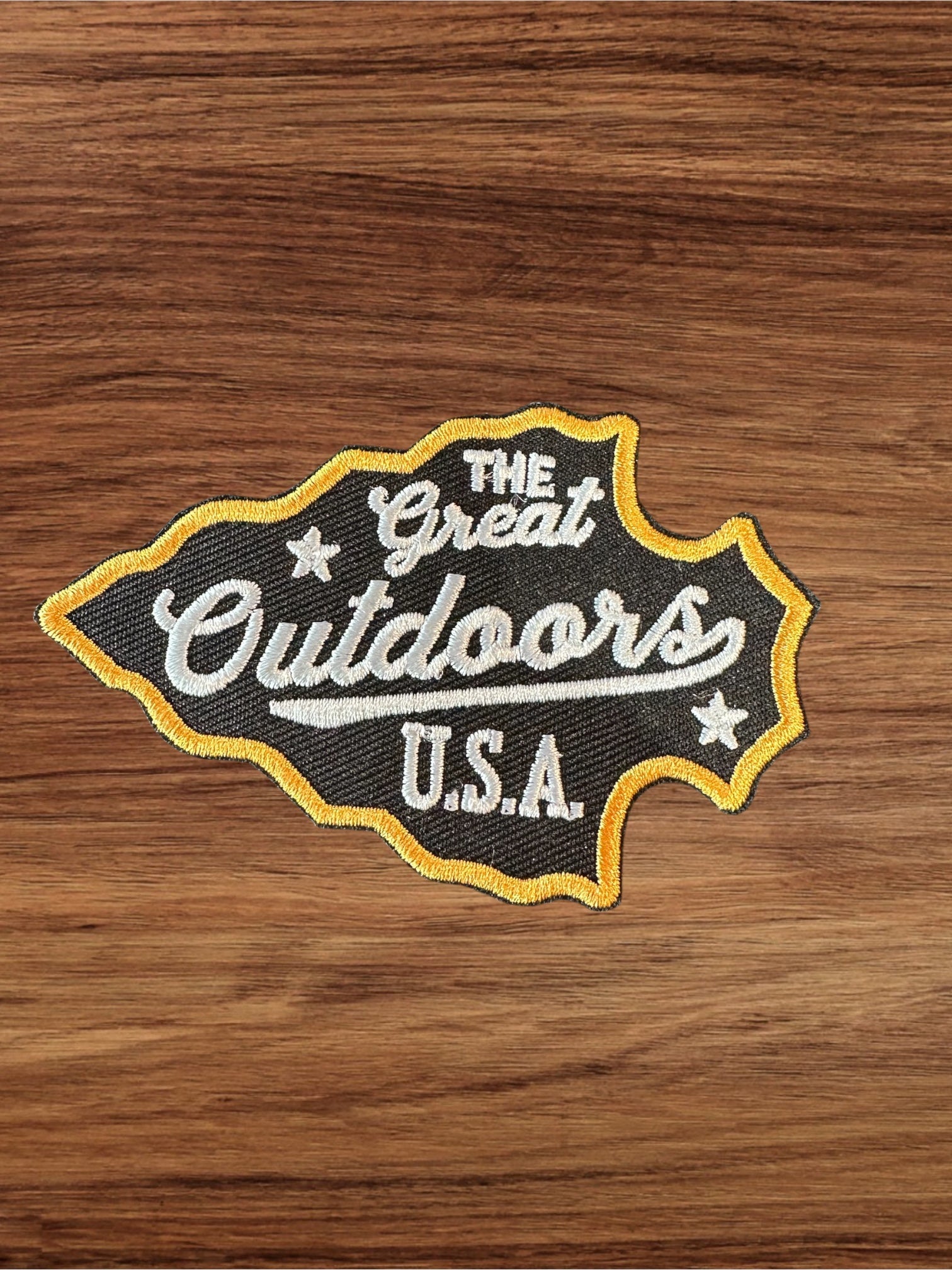 “The Great Outdoors USA” Arrowhead Embroidered Iron On Patch - Wander Together Outfitters