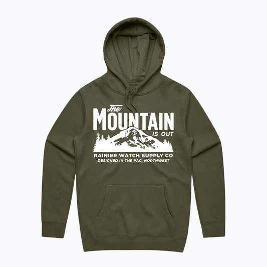 The Mountain Is Out Hoodie - Army Green - Wander Together Outfitters