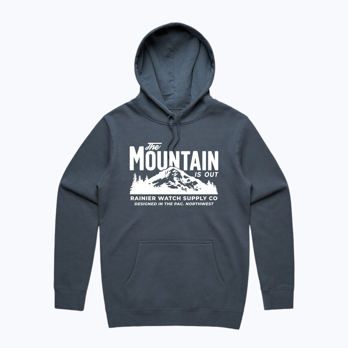 "The Mountain is Out" Hoodie Sweatshirt - Slate Blue - Wander Together Outfitters