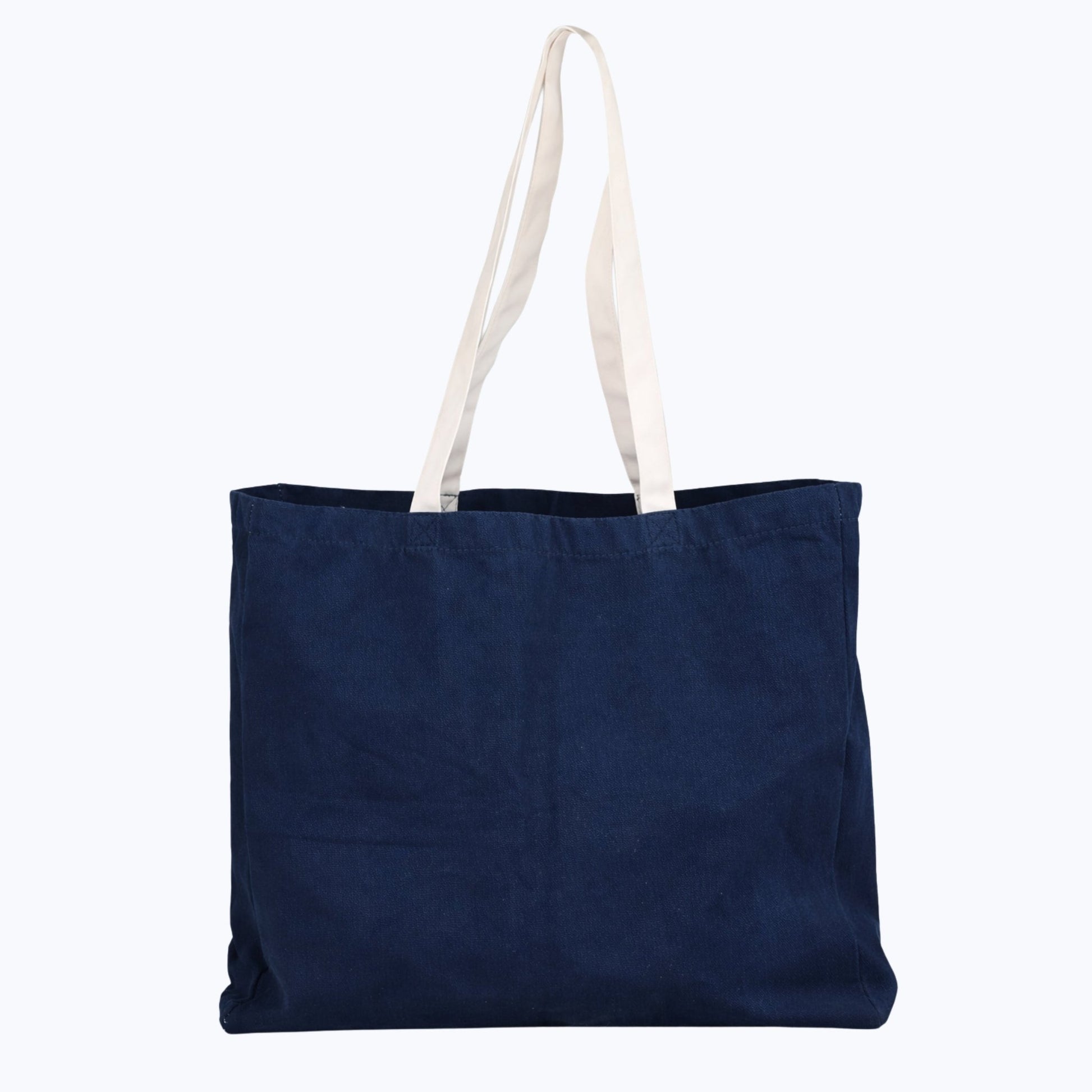 "The Mountain Is Out" Oversized Organic Tote Bag - Navy - Wander Together Outfitters