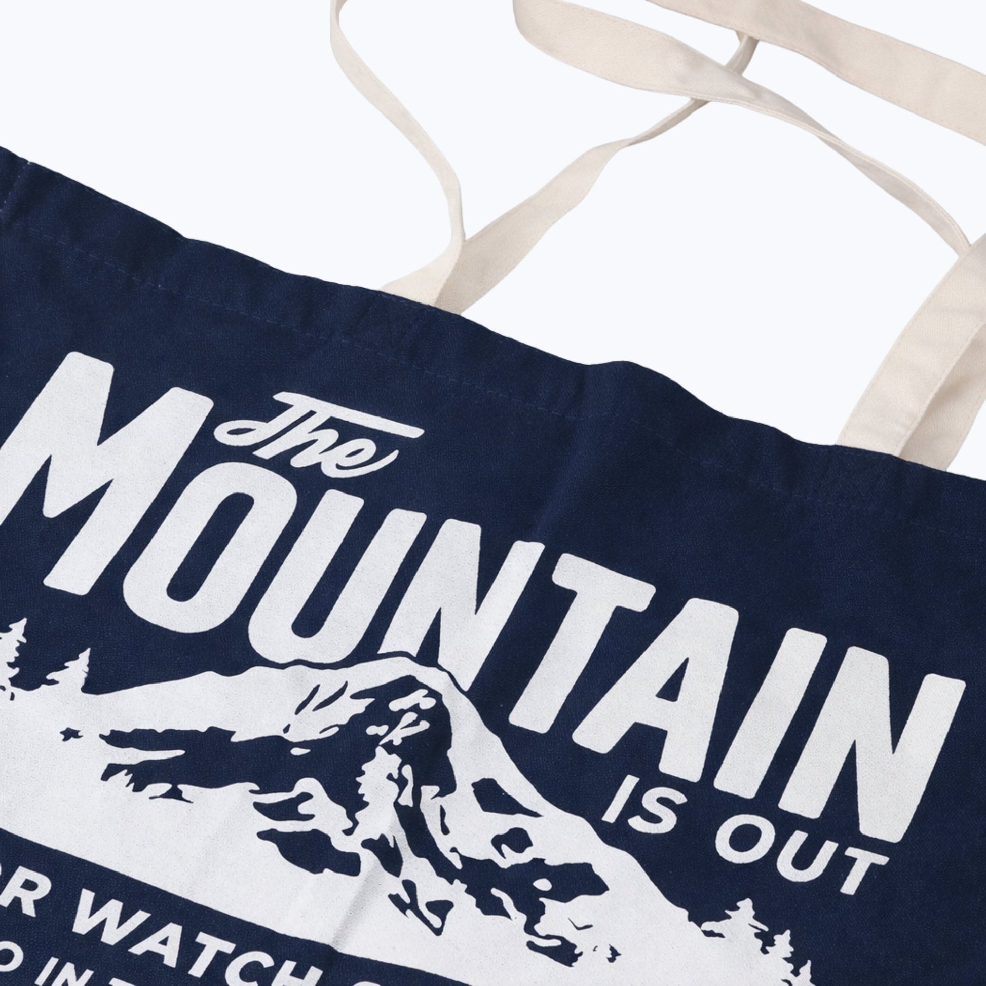 "The Mountain Is Out" Oversized Organic Tote Bag - Navy - Wander Together Outfitters