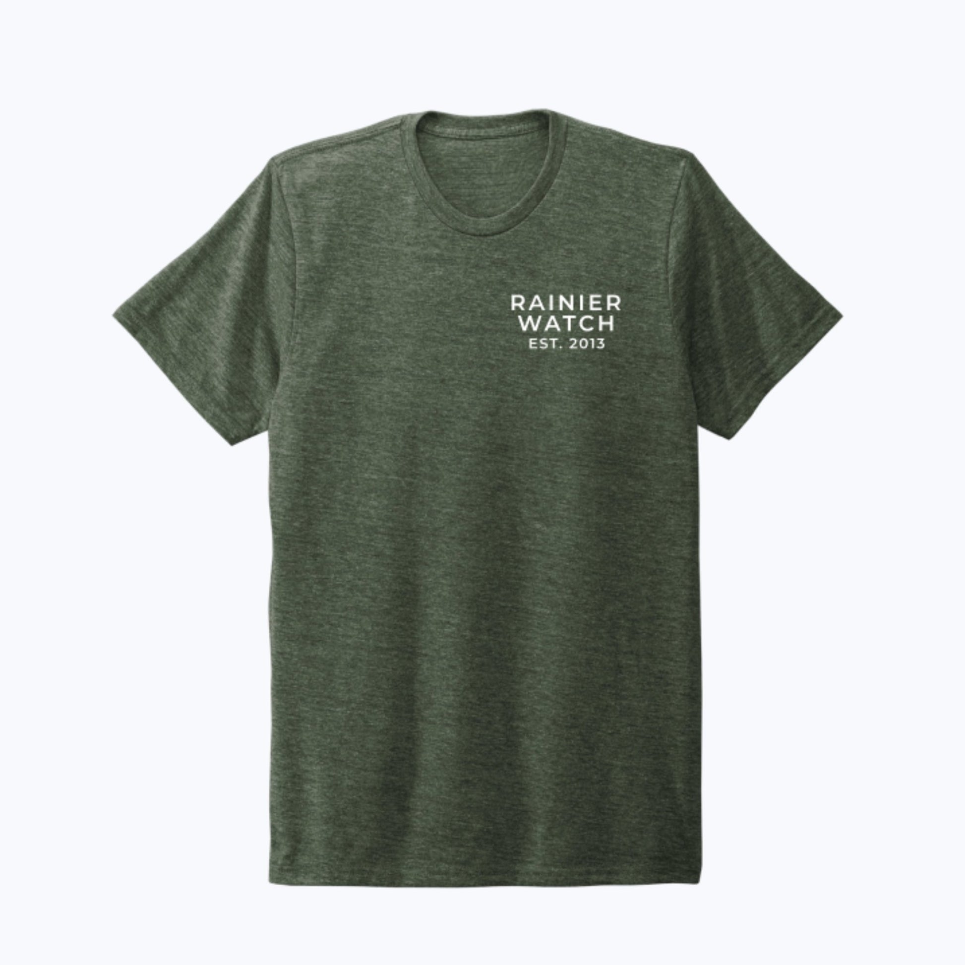 “The Mountain Is Out” Unisex Eco Tee - Double Sided - Heather Forest Green - Wander Together Outfitters