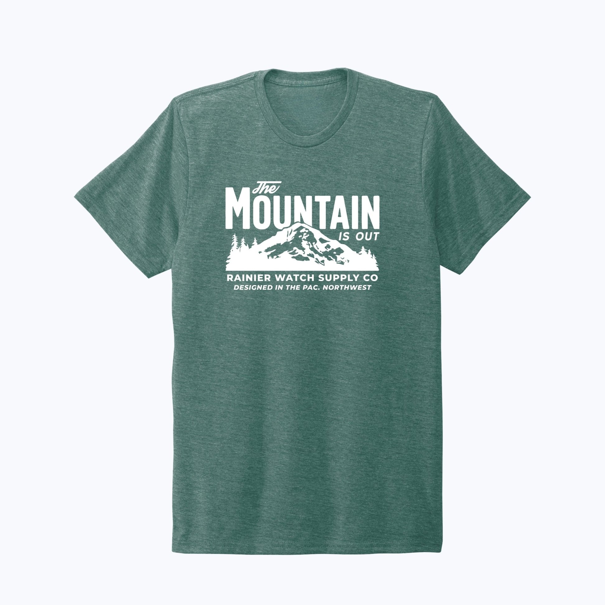 The Mountain Is Out Unisex Eco Tee - Front (Sea Green) - Wander Together Outfitters