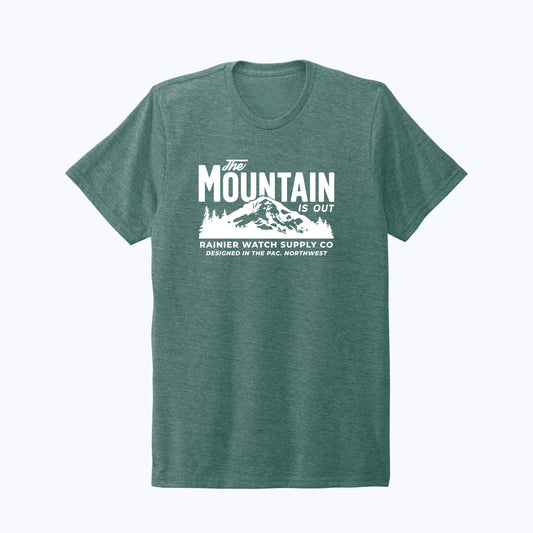 The Mountain Is Out Unisex Eco Tee - Front (Sea Green) - Wander Together Outfitters
