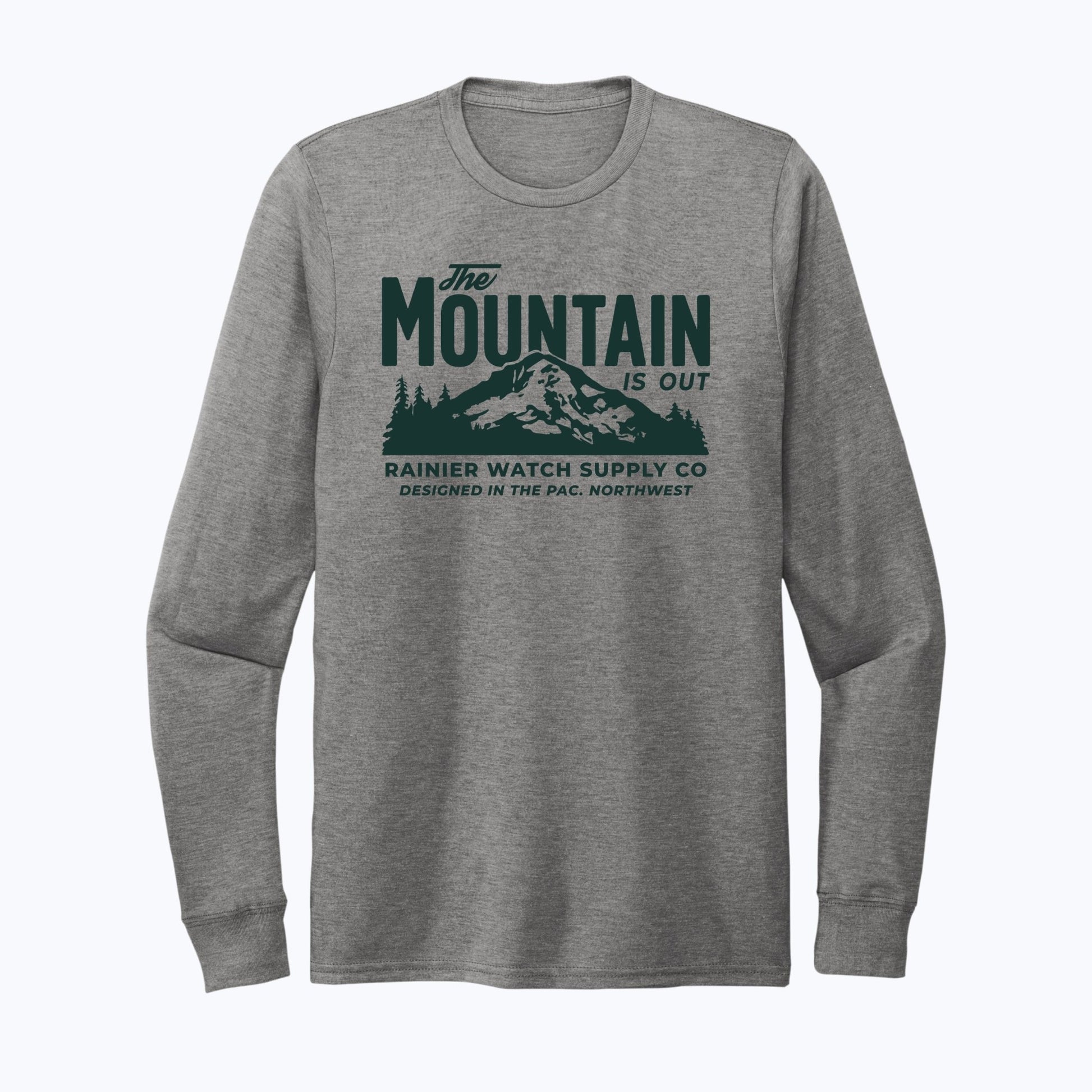 The Mountain Is Out Unisex Eco Tee - Long Sleeve (Heather Gray) - Wander Together Outfitters