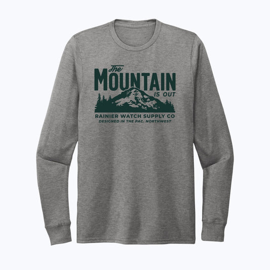 The Mountain Is Out Unisex Eco Tee - Long Sleeve (Heather Gray) - Wander Together Outfitters