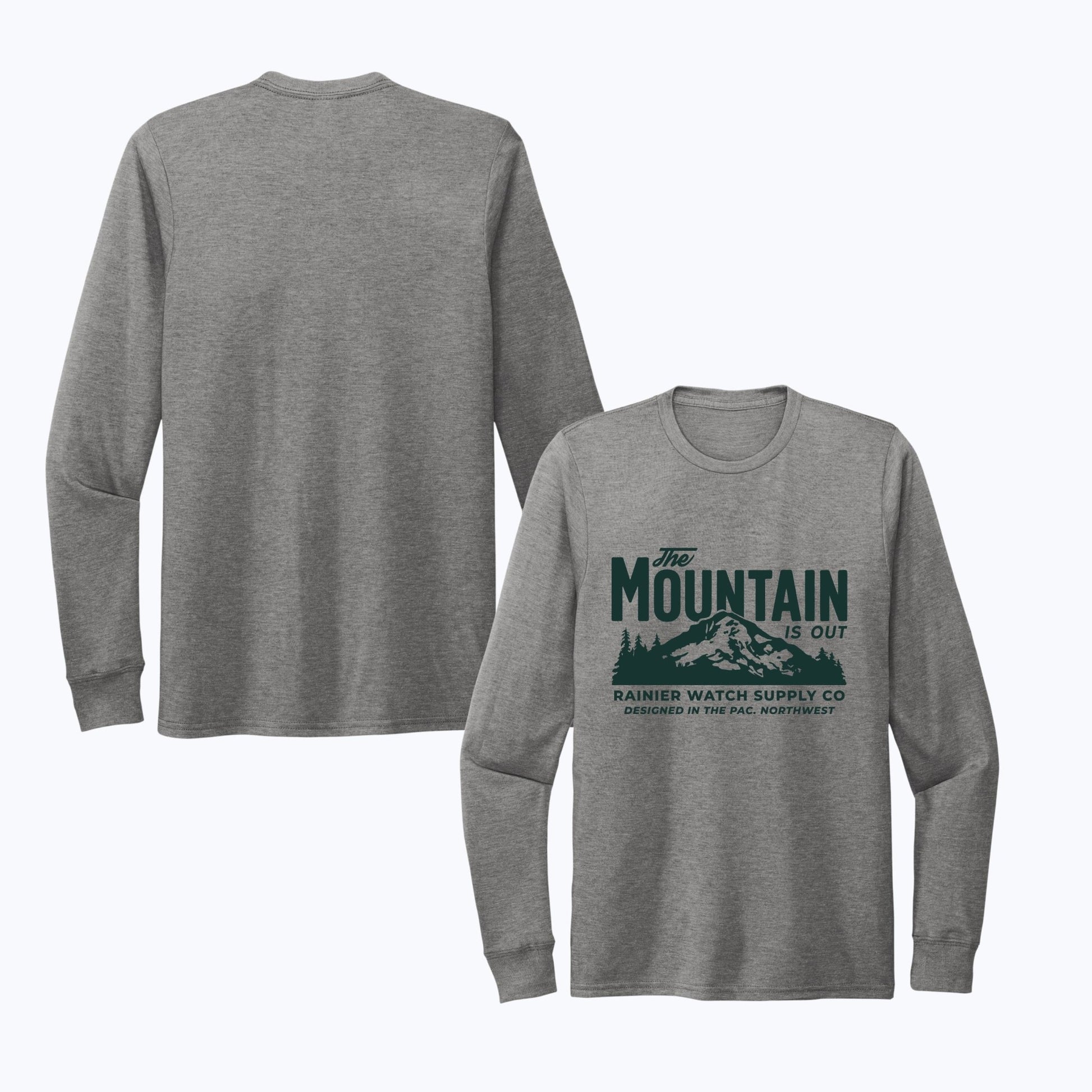 The Mountain Is Out Unisex Eco Tee - Long Sleeve (Heather Gray) - Wander Together Outfitters