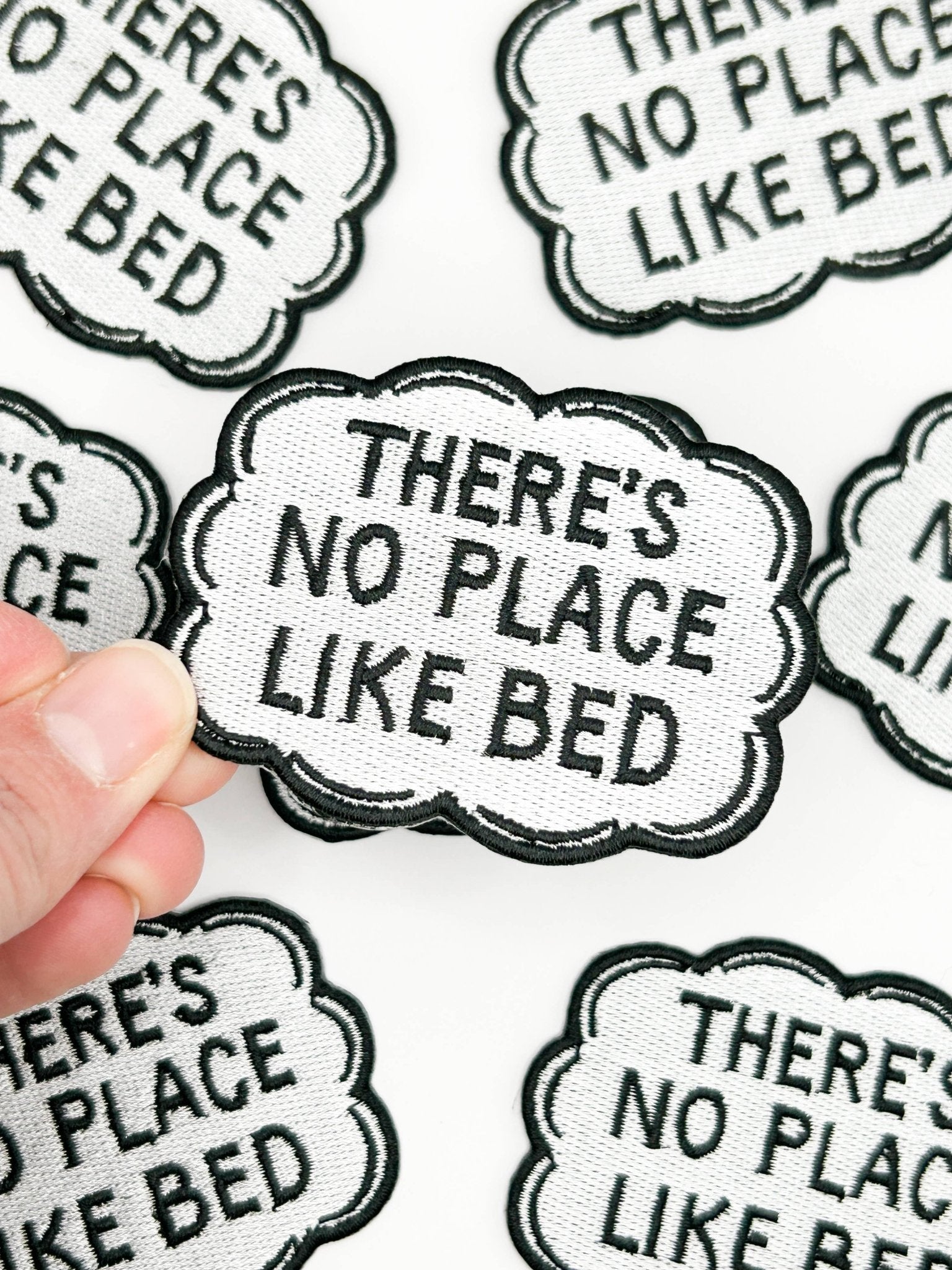 "There’s No Place Like Bed" Embroidered Iron On Patch - Wander Together Outfitters